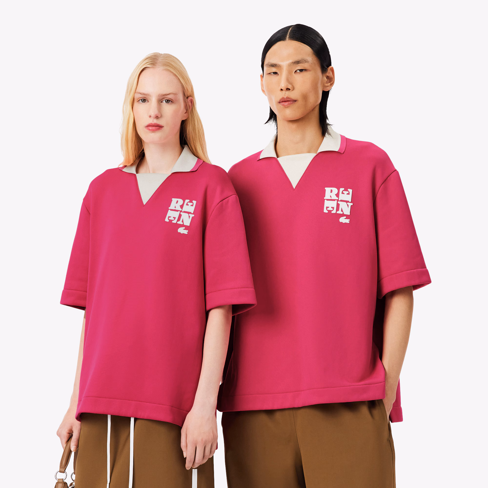 Runway Badge Accent Oversized Satin Polo Shirt