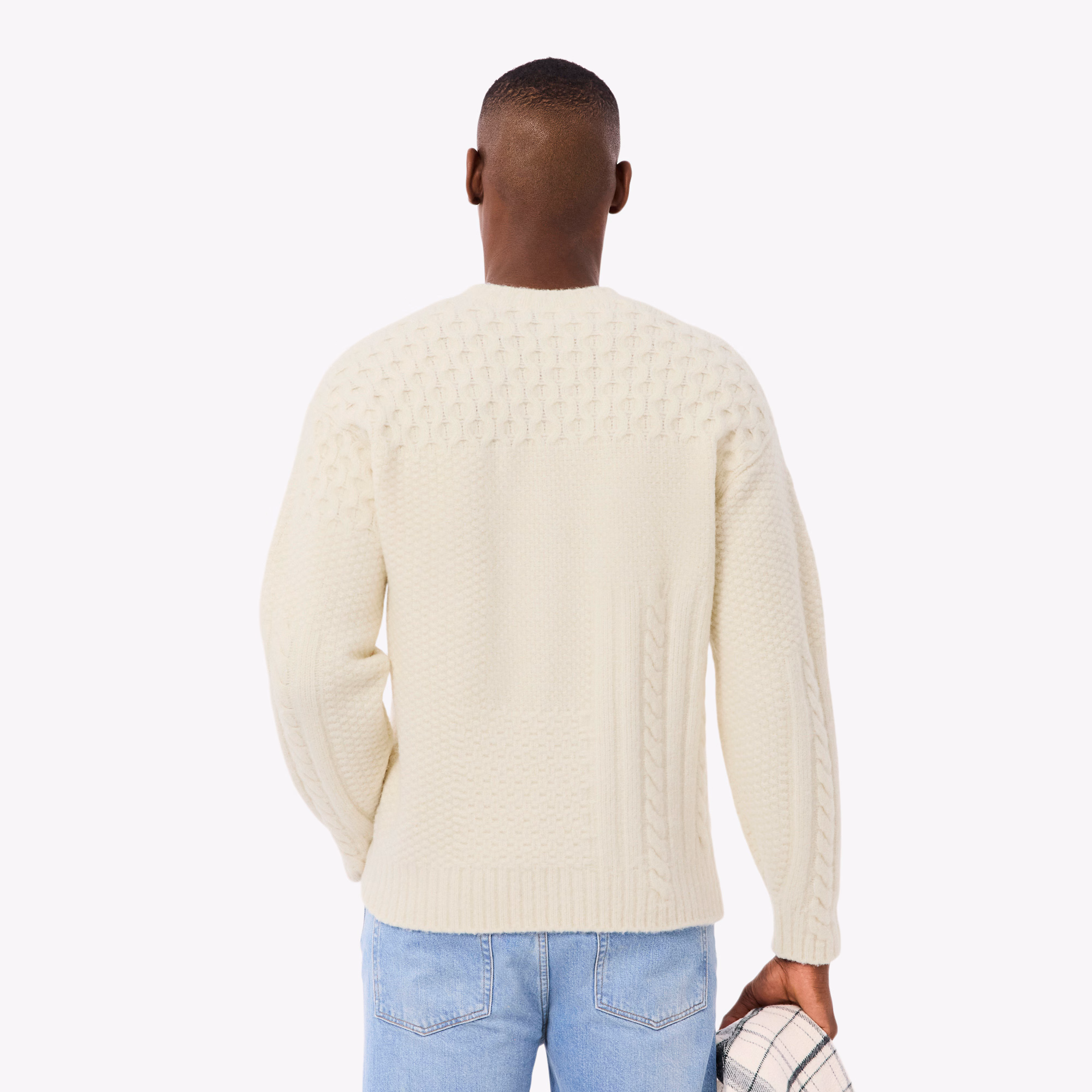 Men's Relaxed Fit Patchwork Effect Wool Sweater