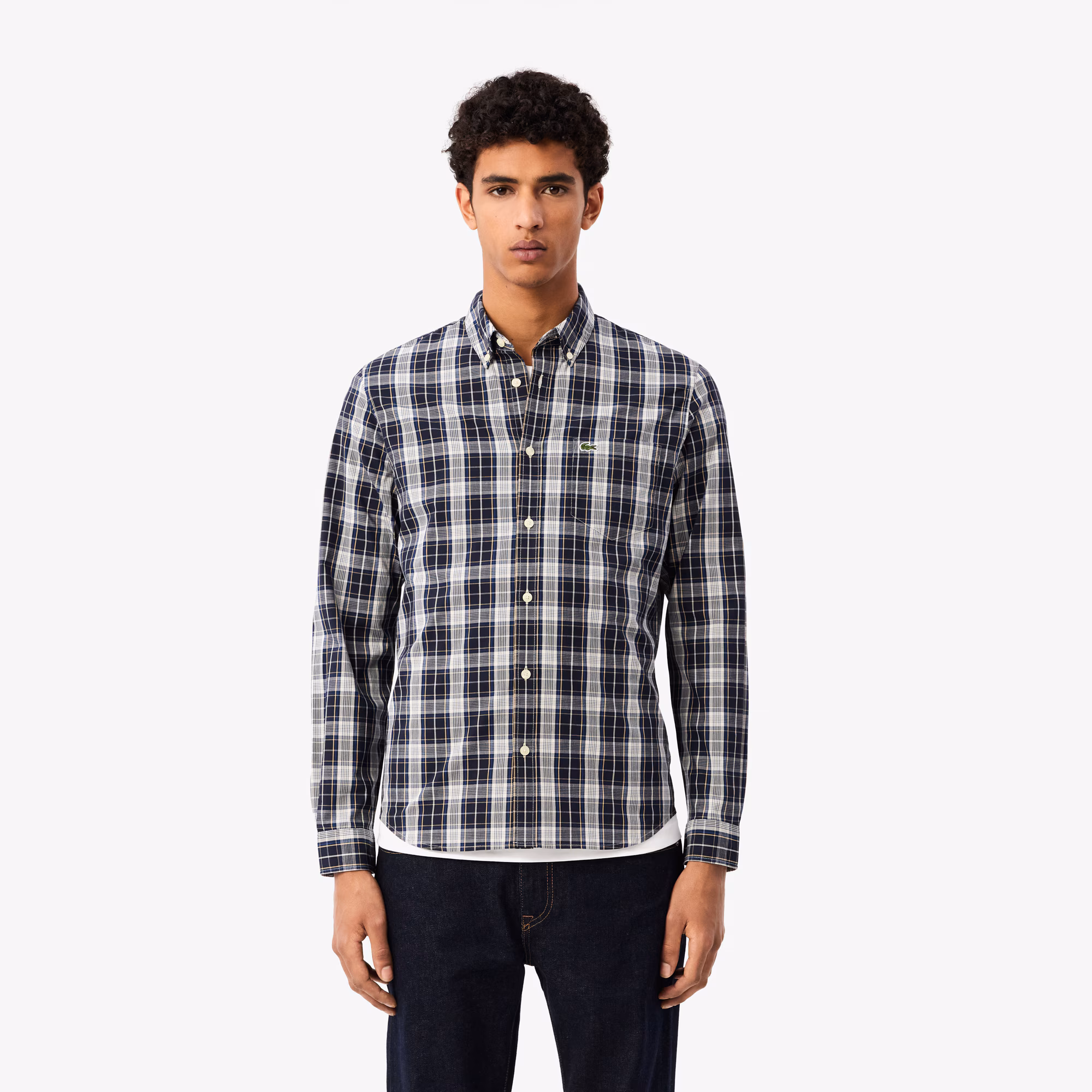 Men's Slim Fit Stretch Plaid Shirt