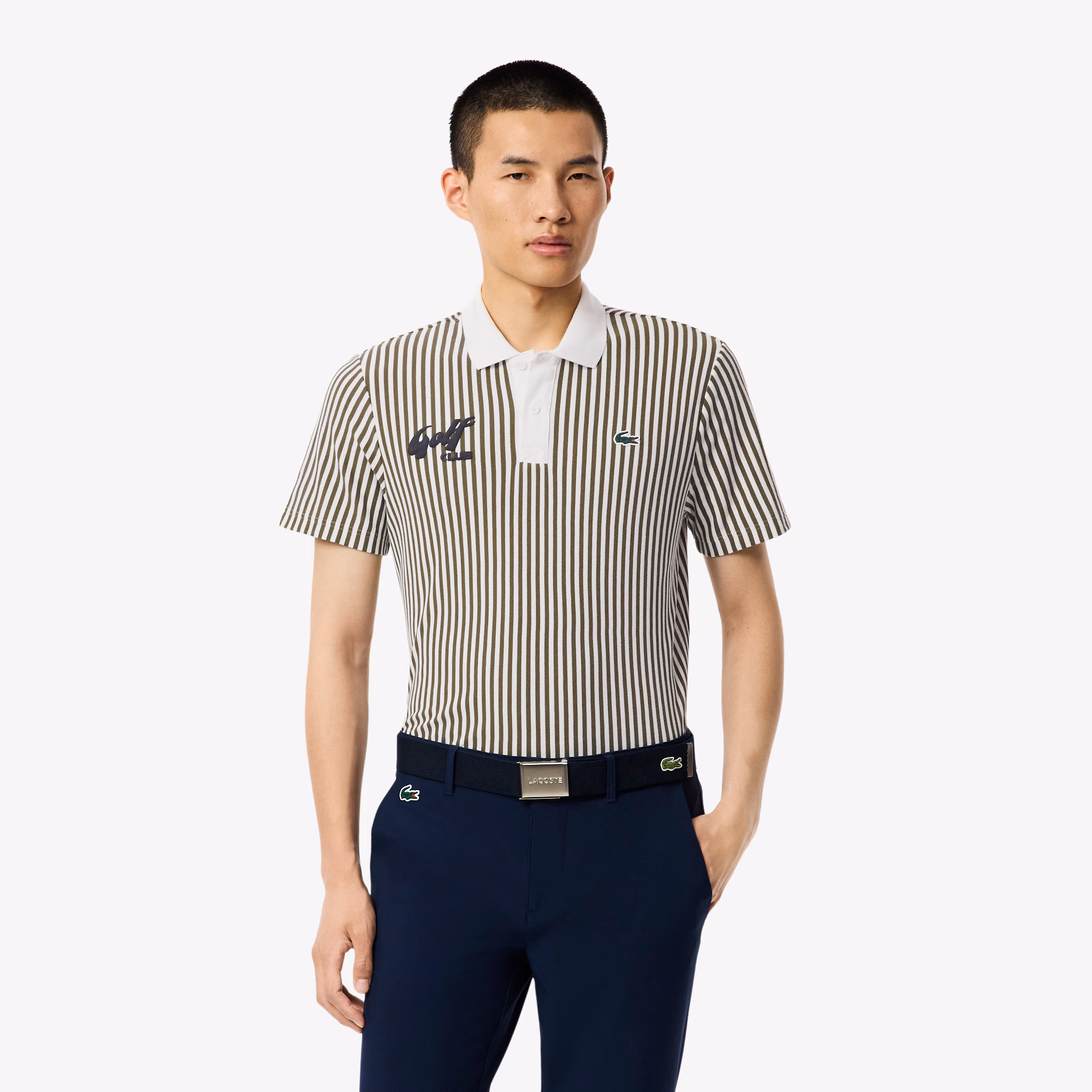 Men's Thermo-Regulating Striped Golf Polo