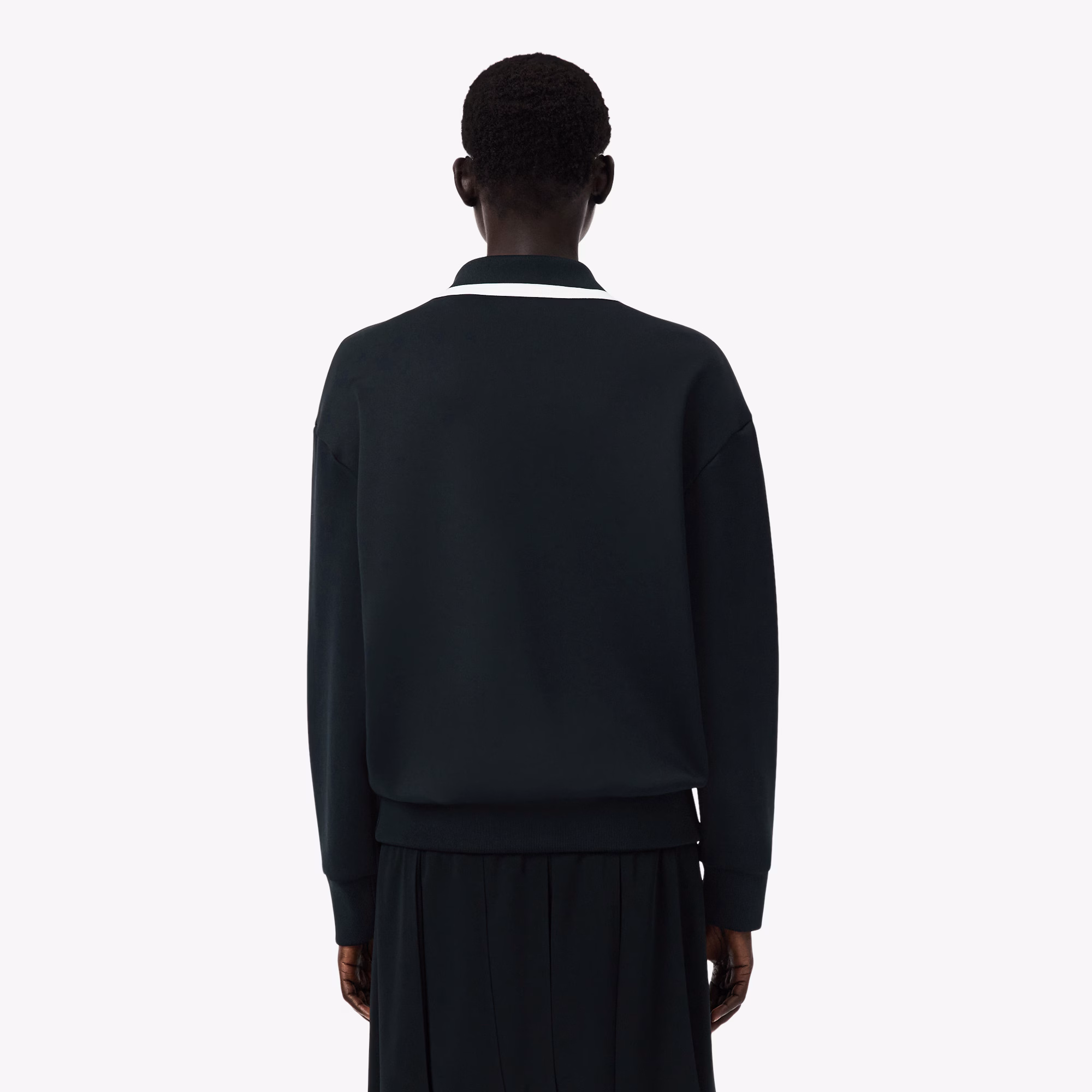 Runway Polo Shirt Collar Badge Accent Sweatshirt