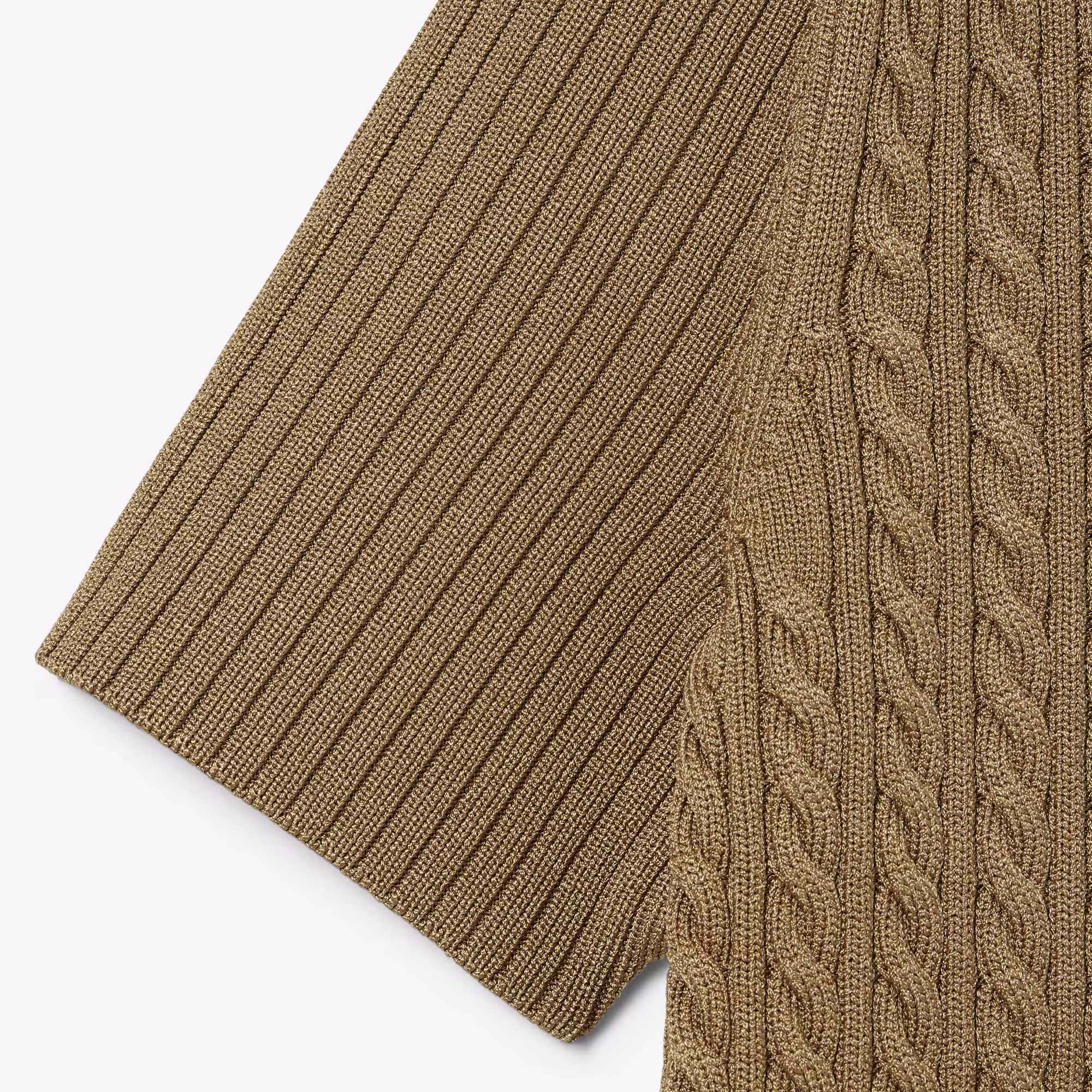 Runway Cable Knit Polo Collar Sweater