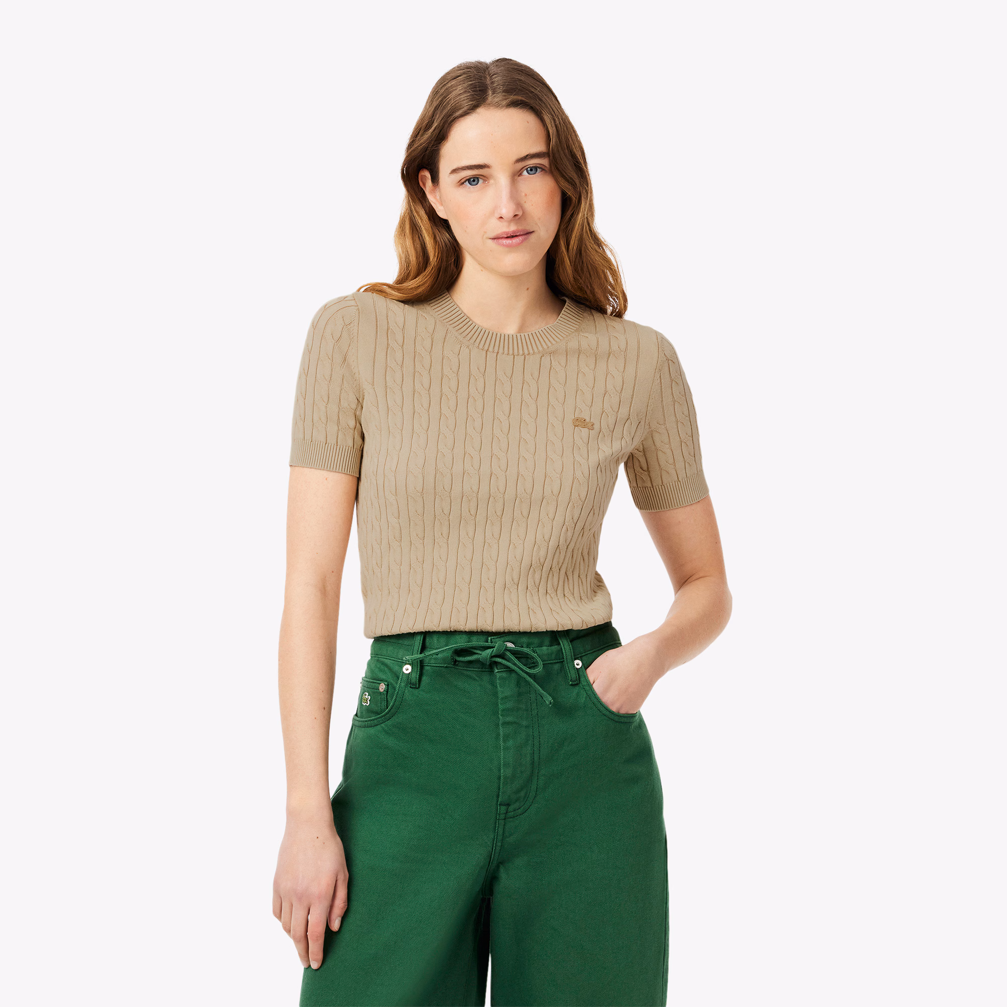 Women's Wash Effect Cable Knit Sweater