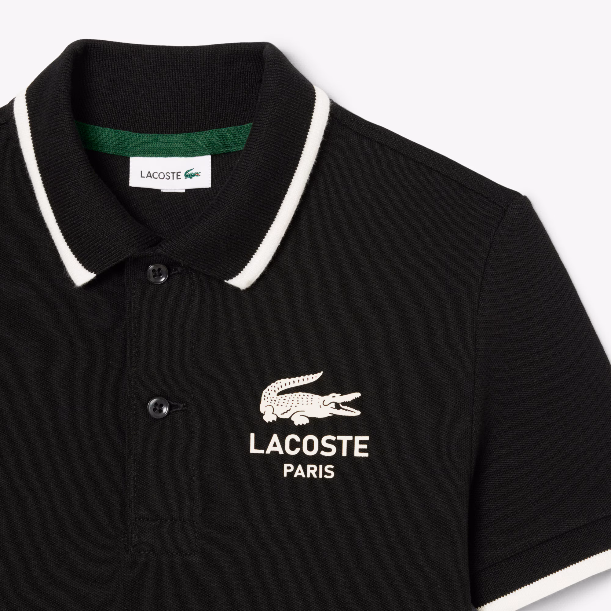 Boys' Stripe Collar Petit Piqué Polo