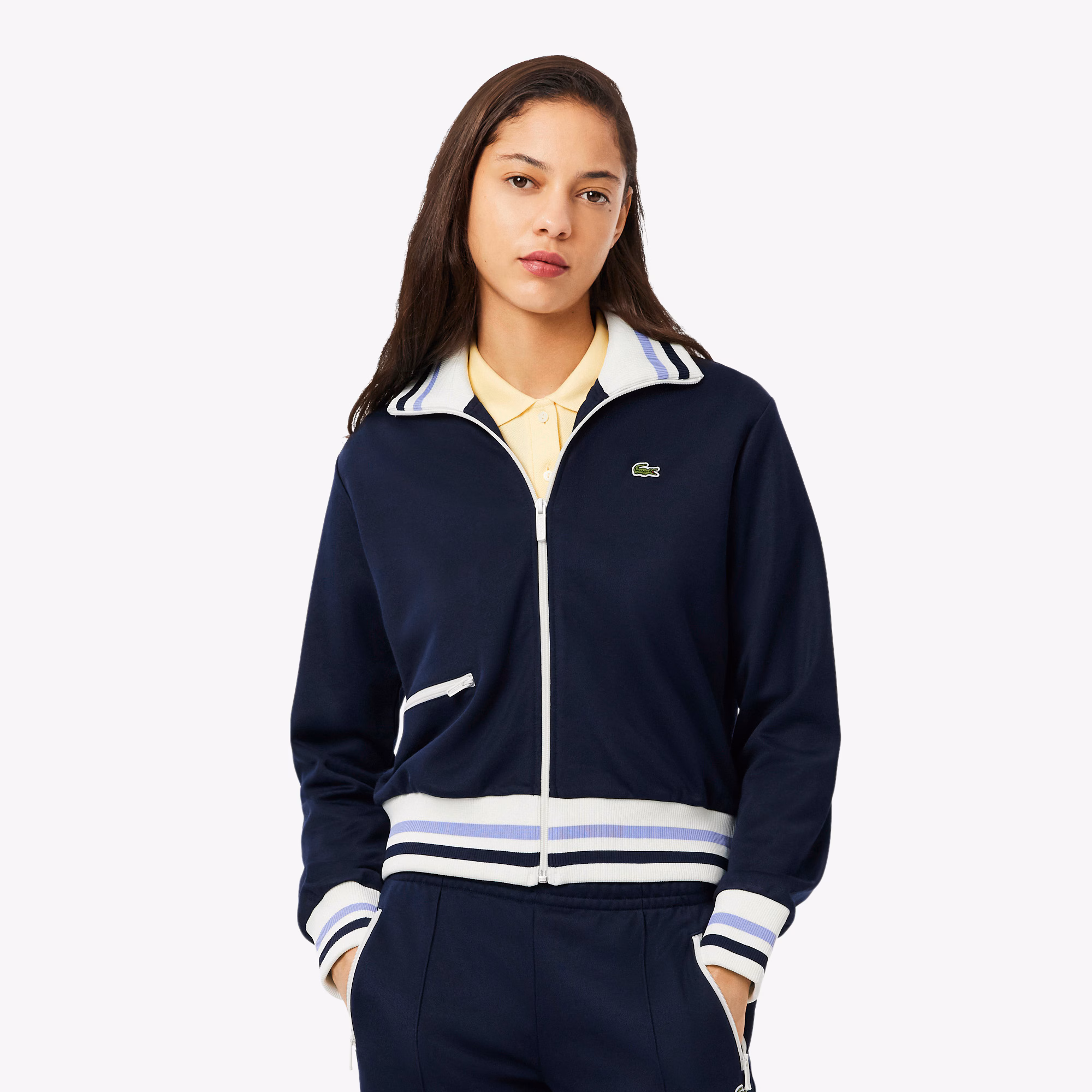 Women's Zip-Up Stripe Accent Sweatshirt