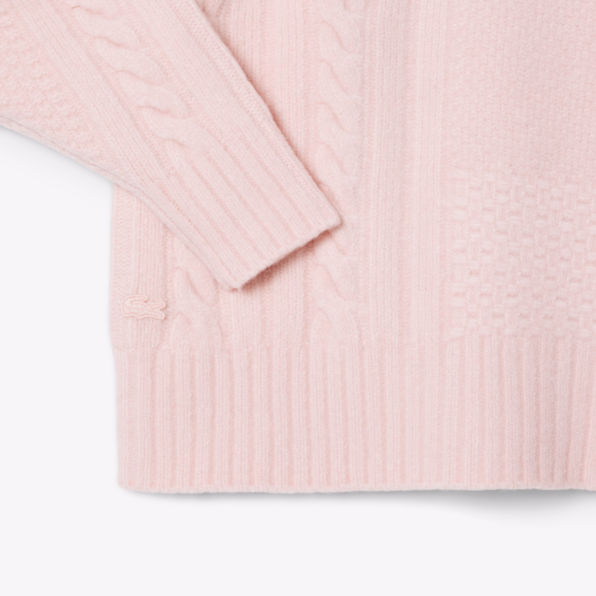 Women's Patchwork Effect High-Neck Wool Sweater