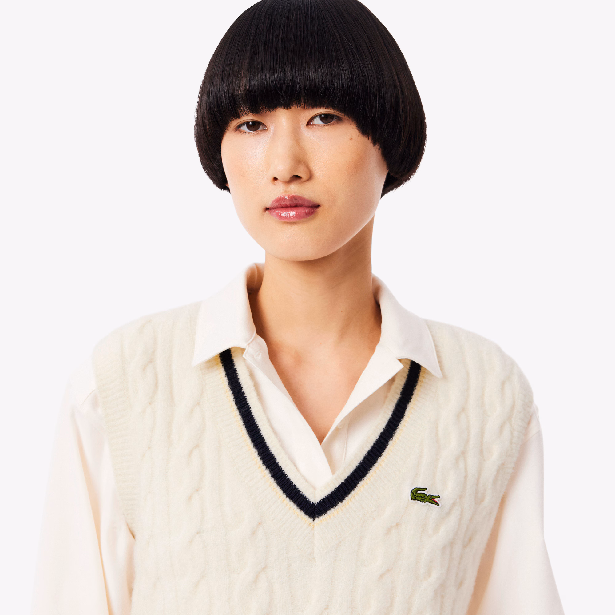 Women's Cable Knit Wool Sweater Vest