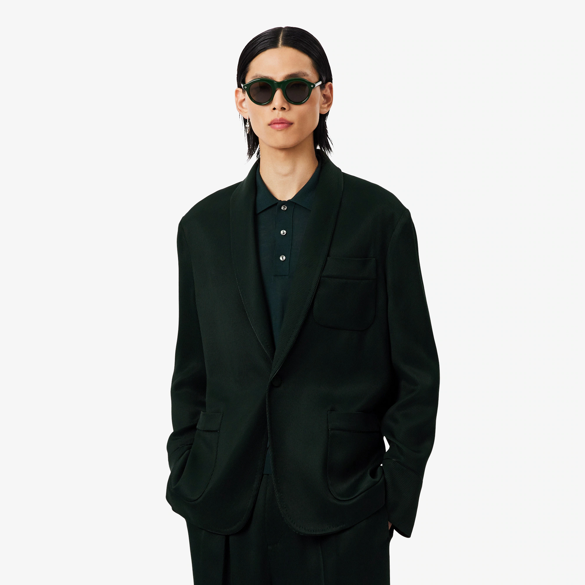 Runway Satin Shawl Neck Blazer