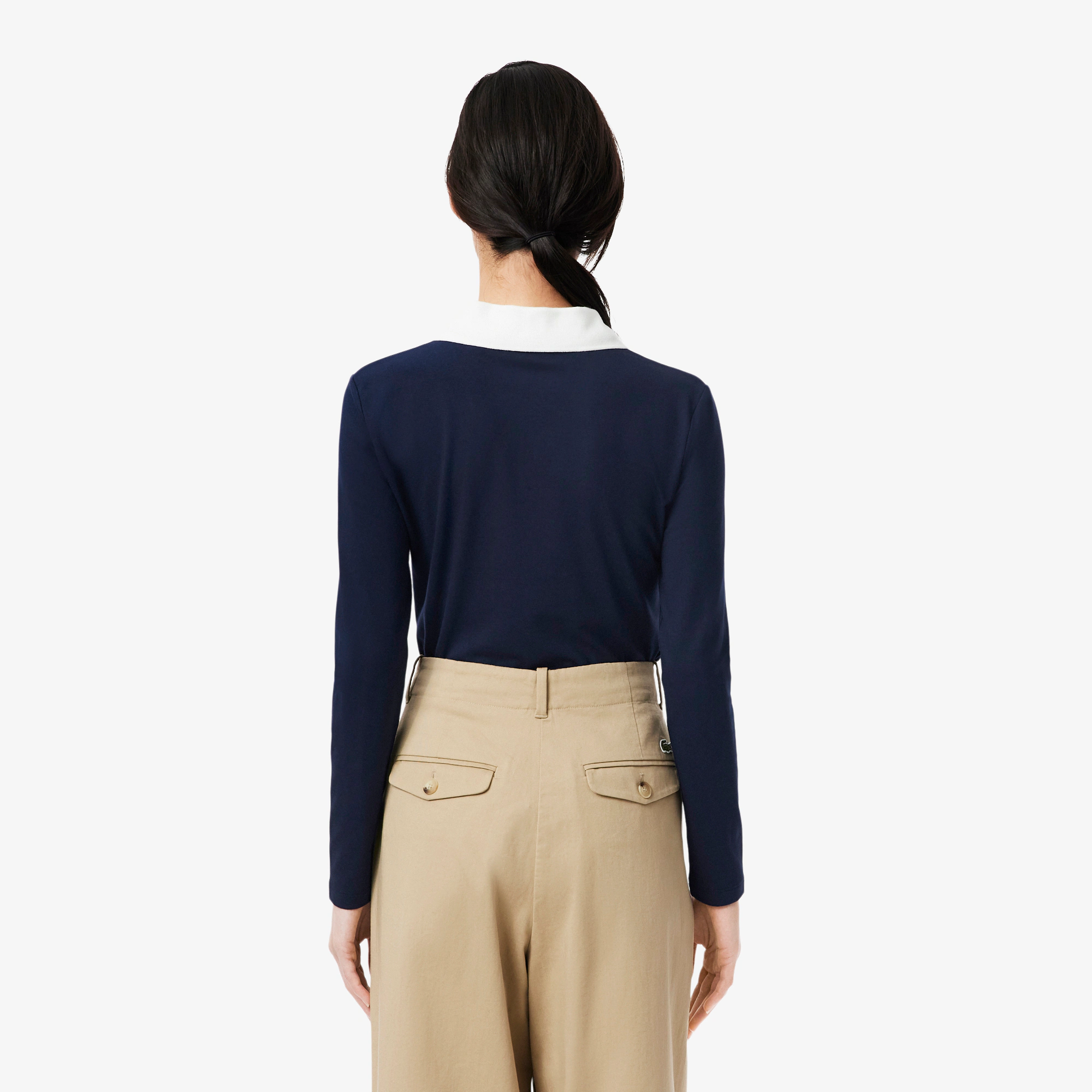 Women's Slim Fit Trim Detail Long Sleeve Polo