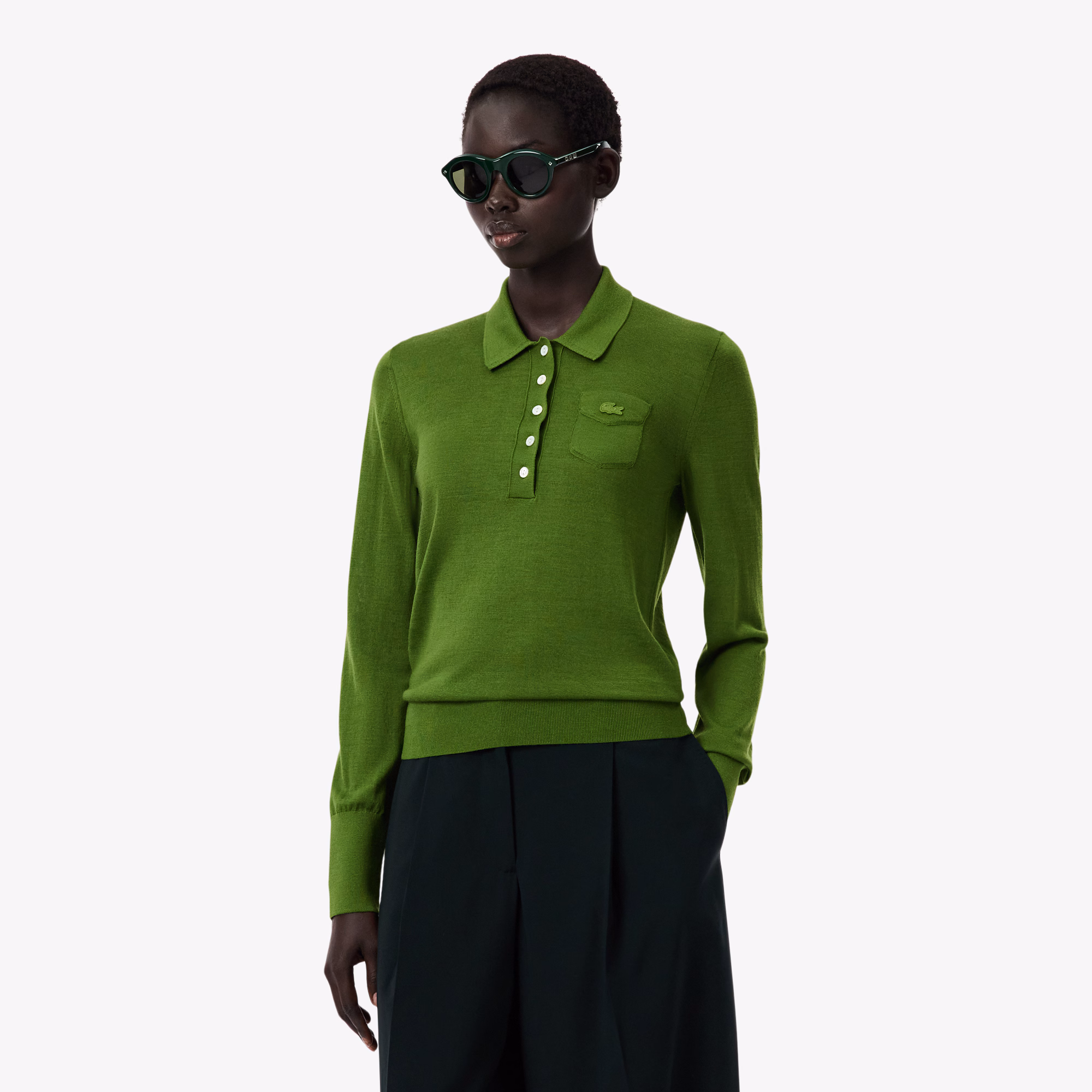 Runway Polo Collar Merino Wool Sweater