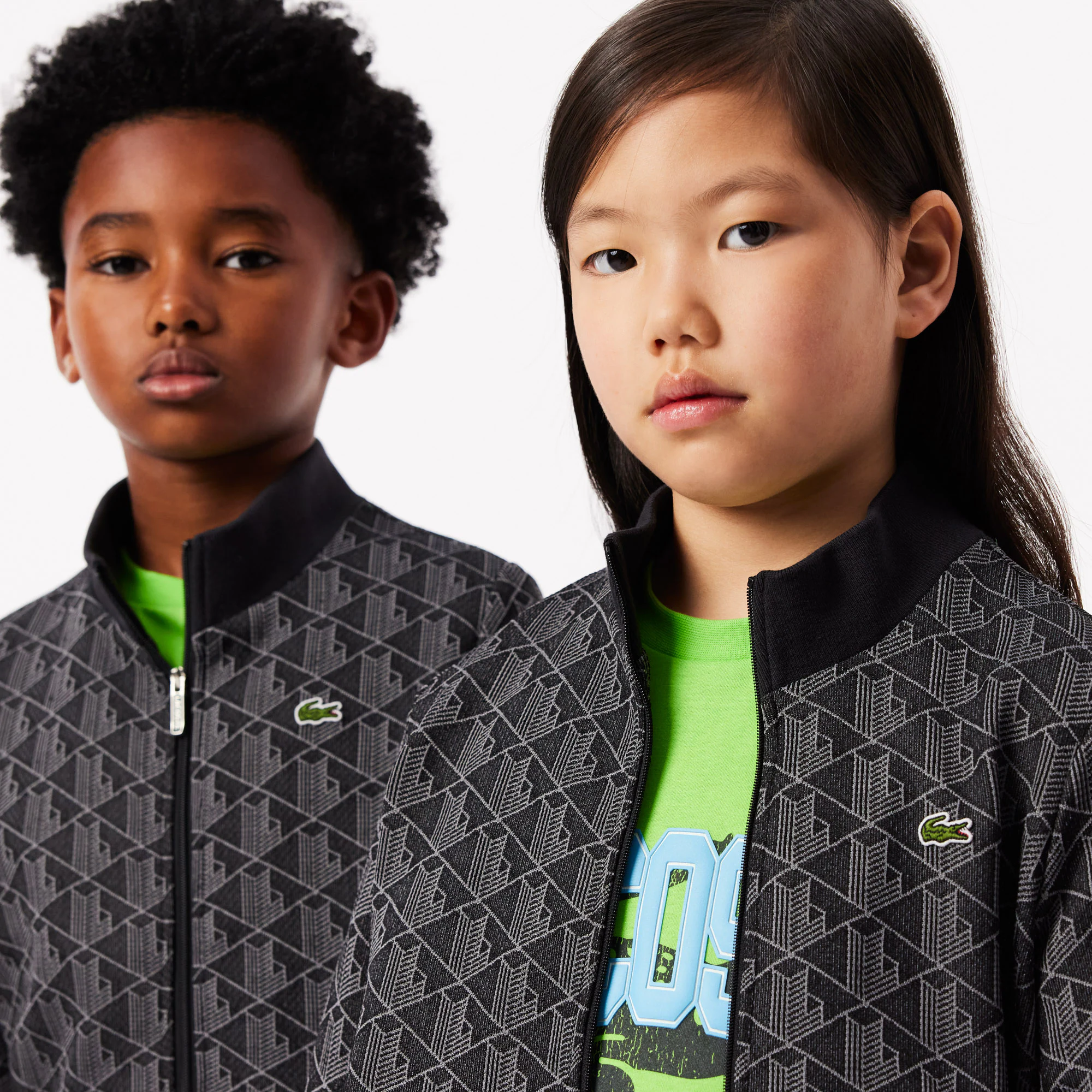 Kids' High-Neck Zip-Up Paris Monogram Sweatshirt