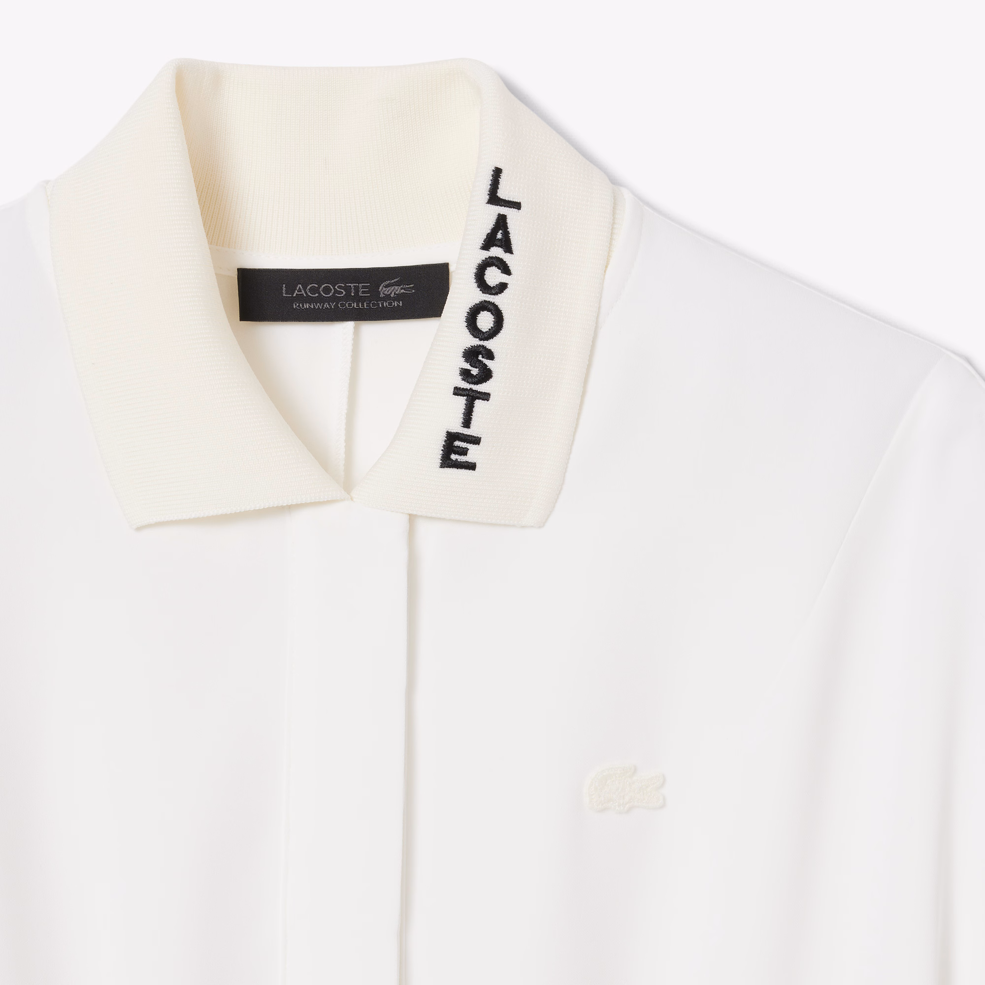 Runway Pleated Embroidery Detail Polo Dress