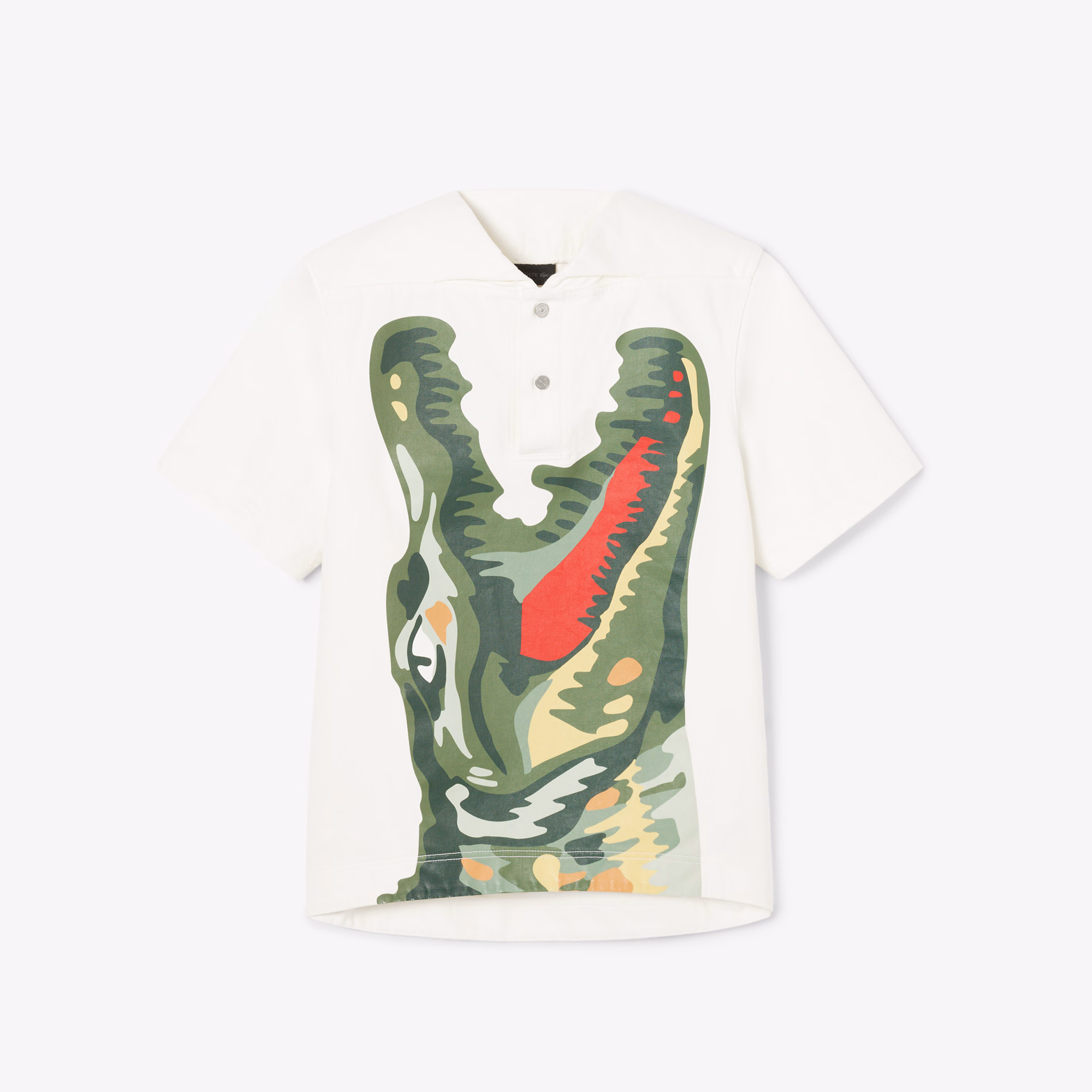 Men's Runway Print Oversized Denim Polo