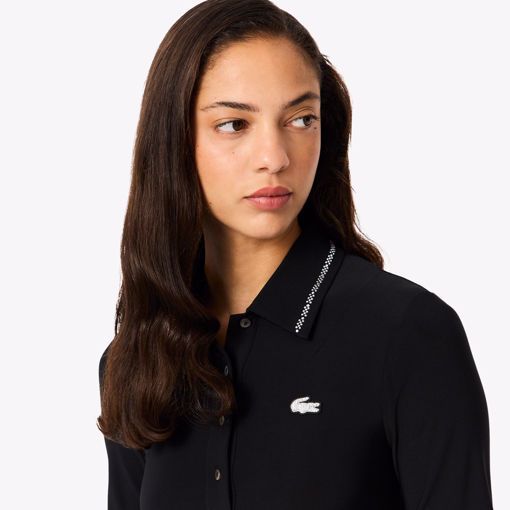 Women's Slim Fit Diamanté Crocodile Polo Collar Dress