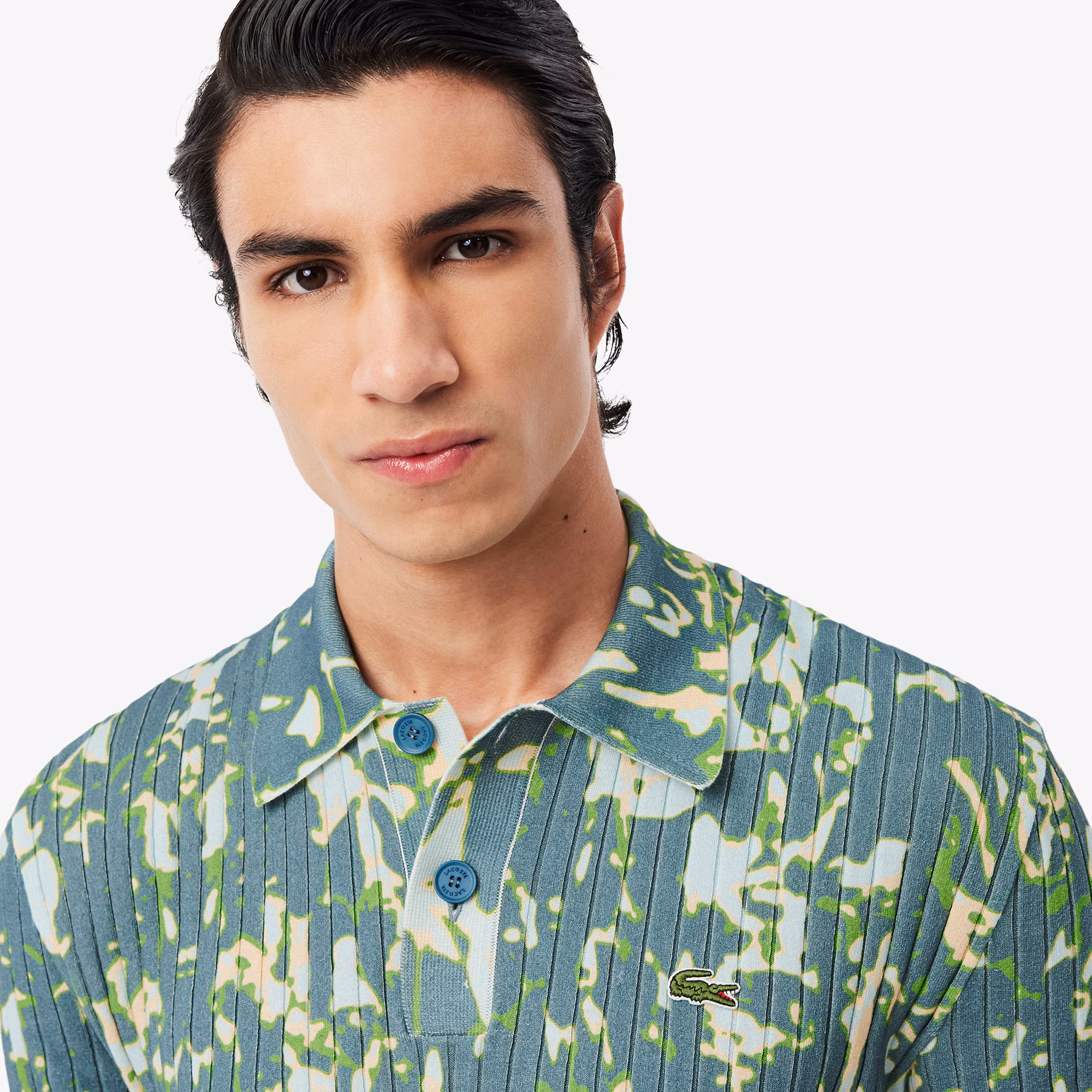 Men's Short Sleeve Graphic Print Polo Collar Sweater