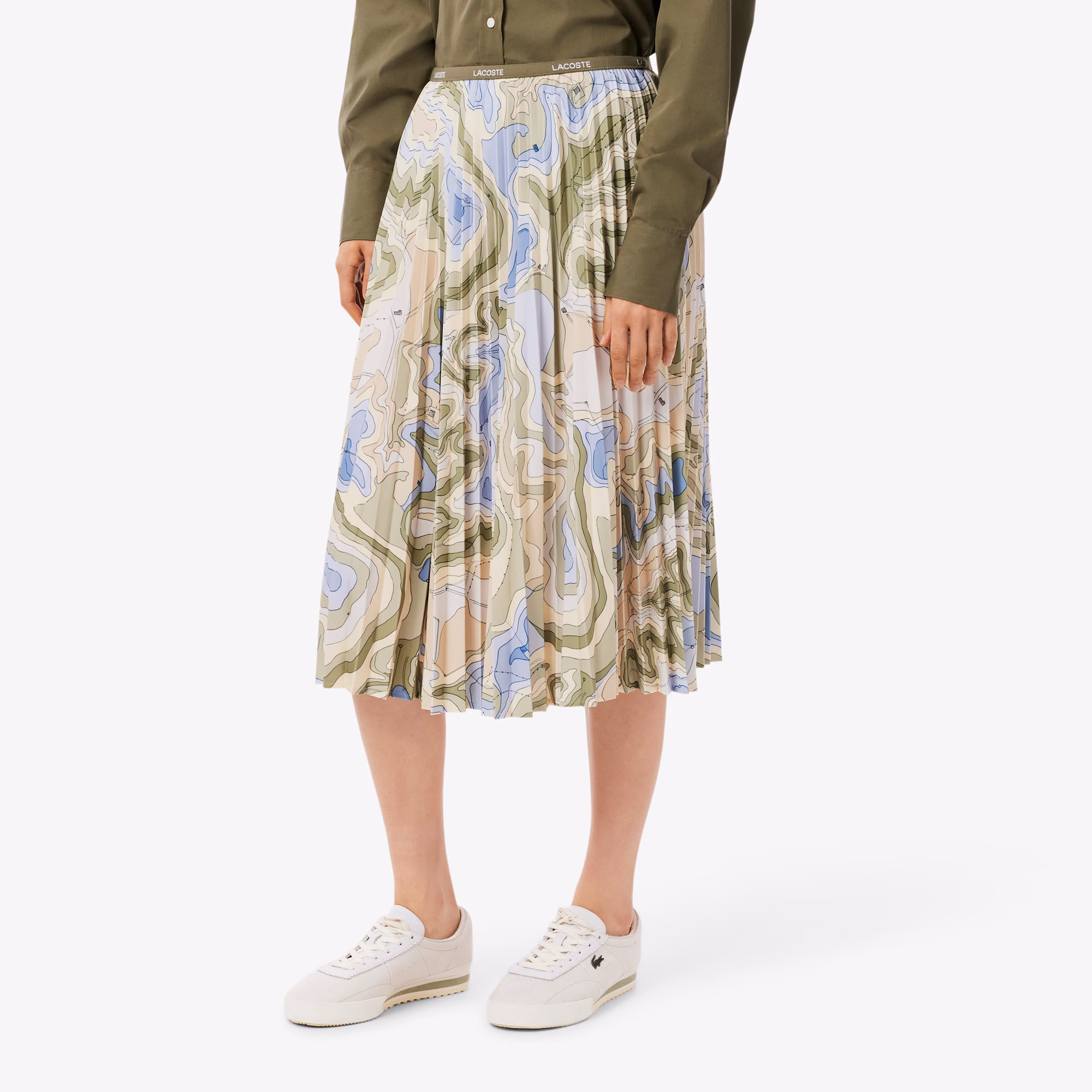 Women's Topography Print Pleated Skirt