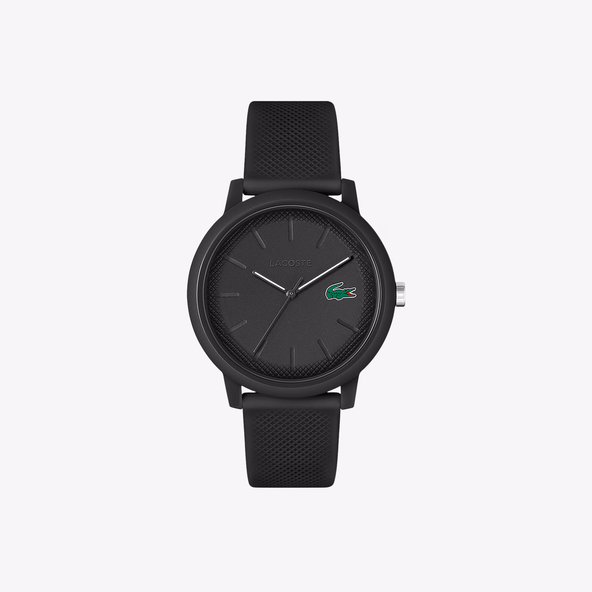 Men’s Lacoste.12.12 Black Silicone Strap Watch