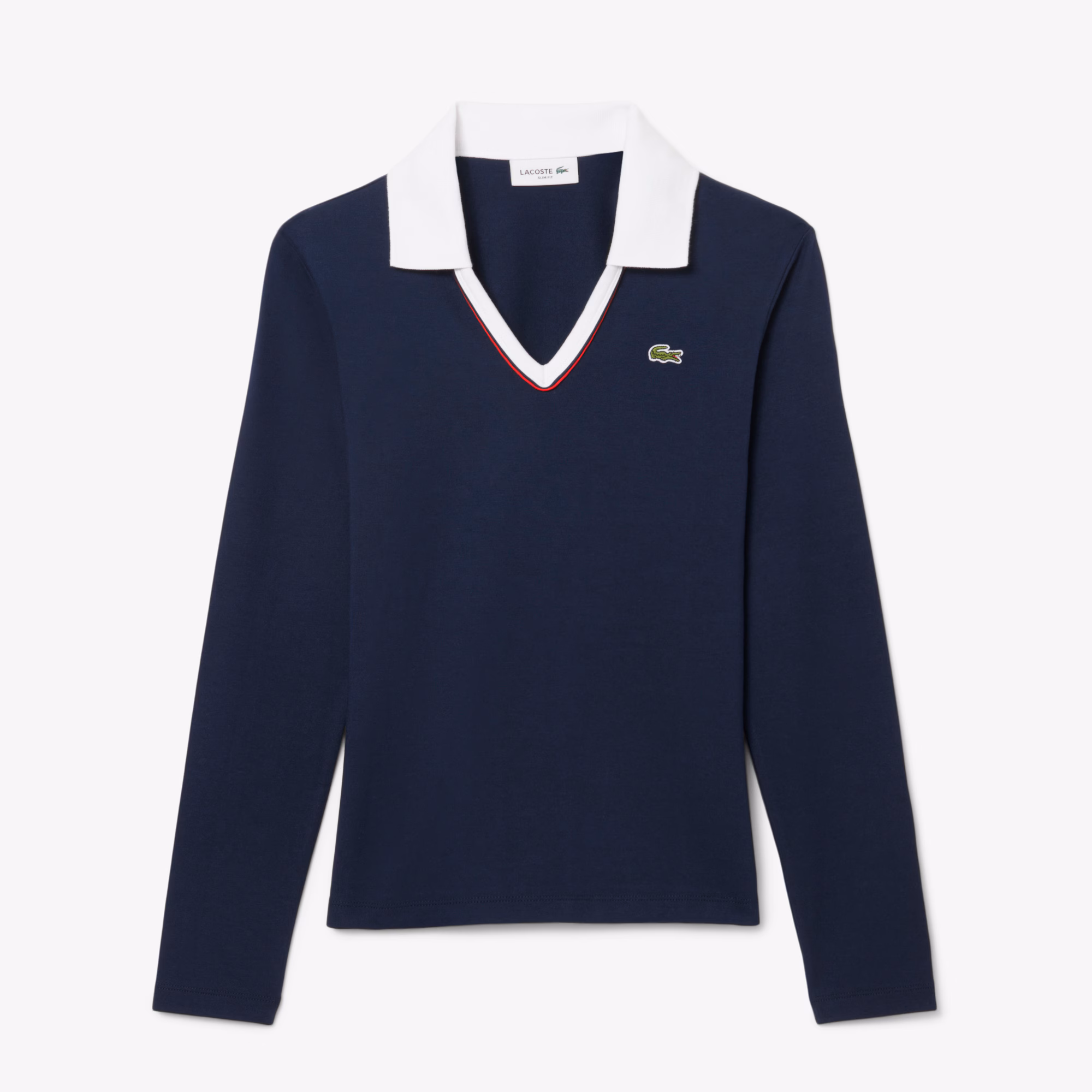 Women's Slim Fit Trim Detail Long Sleeve Polo