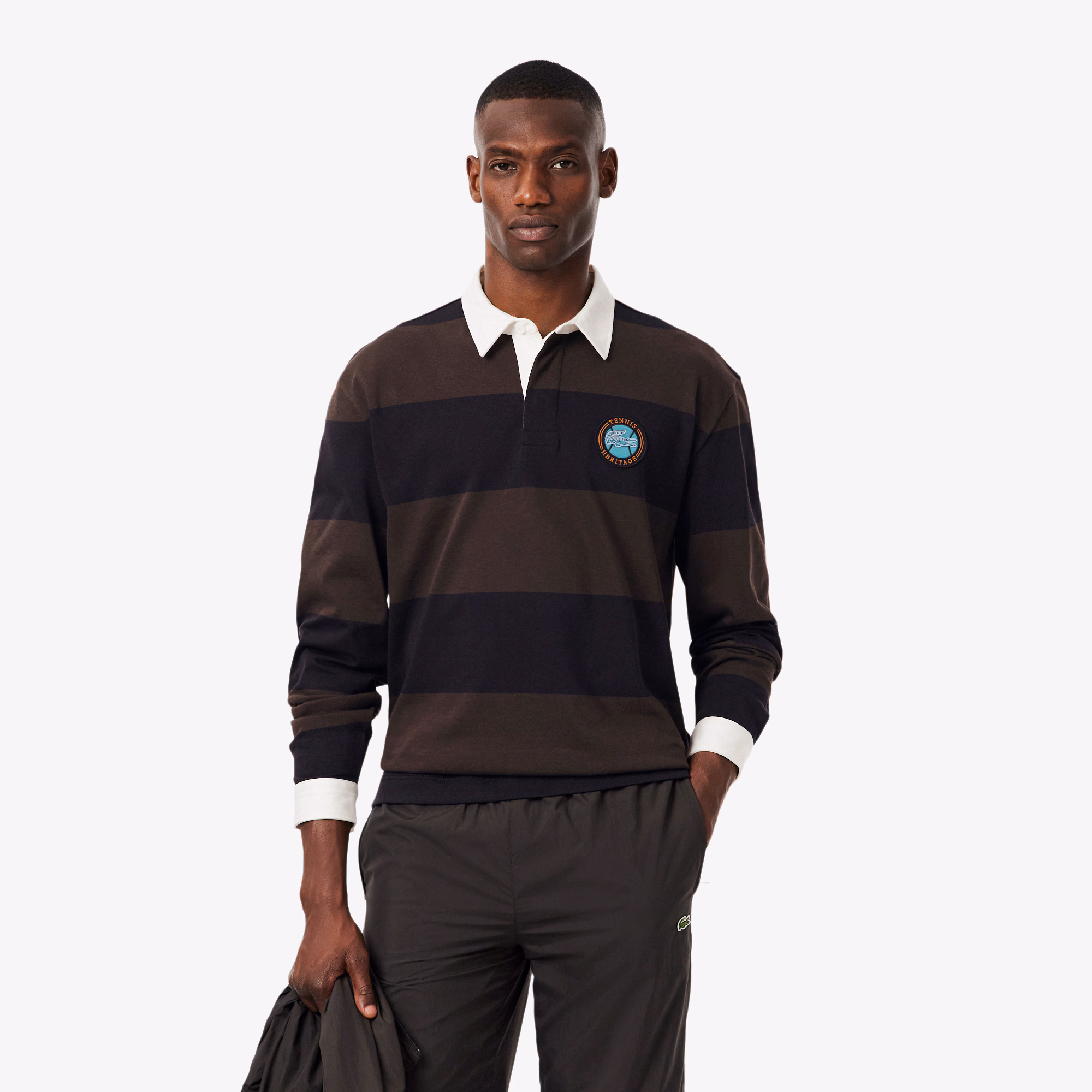 Men's Relaxed Fit Striped Rugby Polo