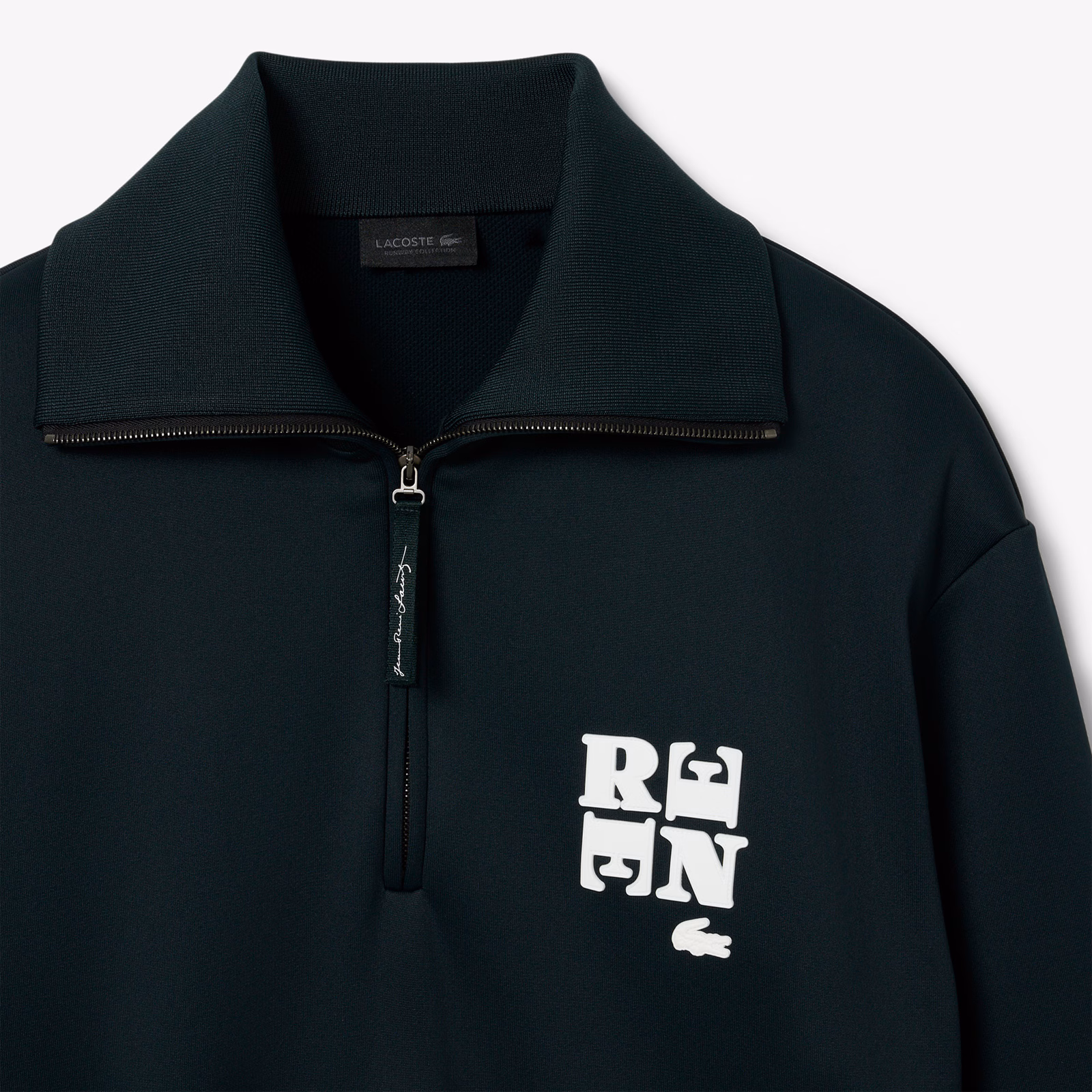 Runway High Neck Zipped Badge Accent Sweatshirt