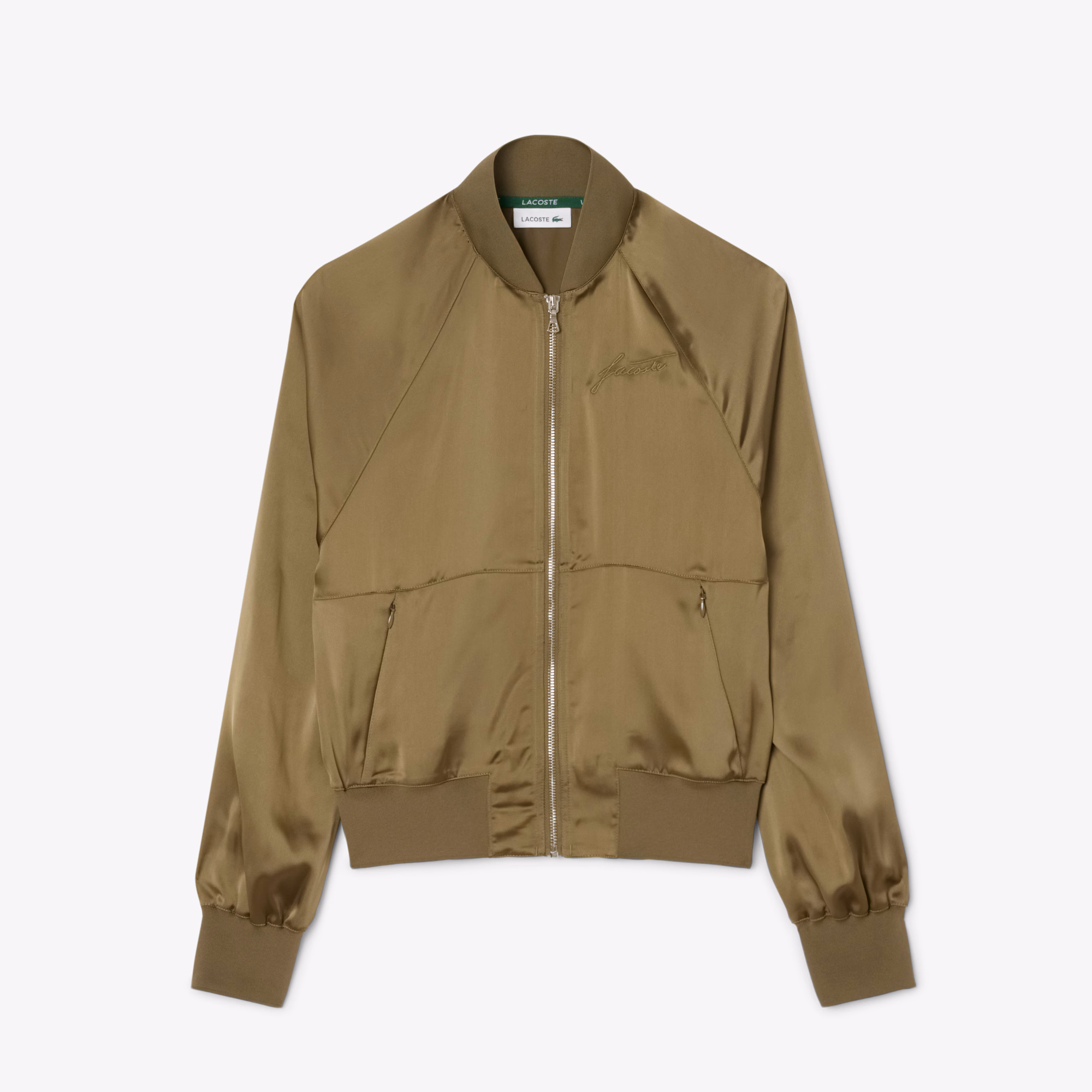 Women's Oversized Embroidered Signature Satin Bomber Jacket