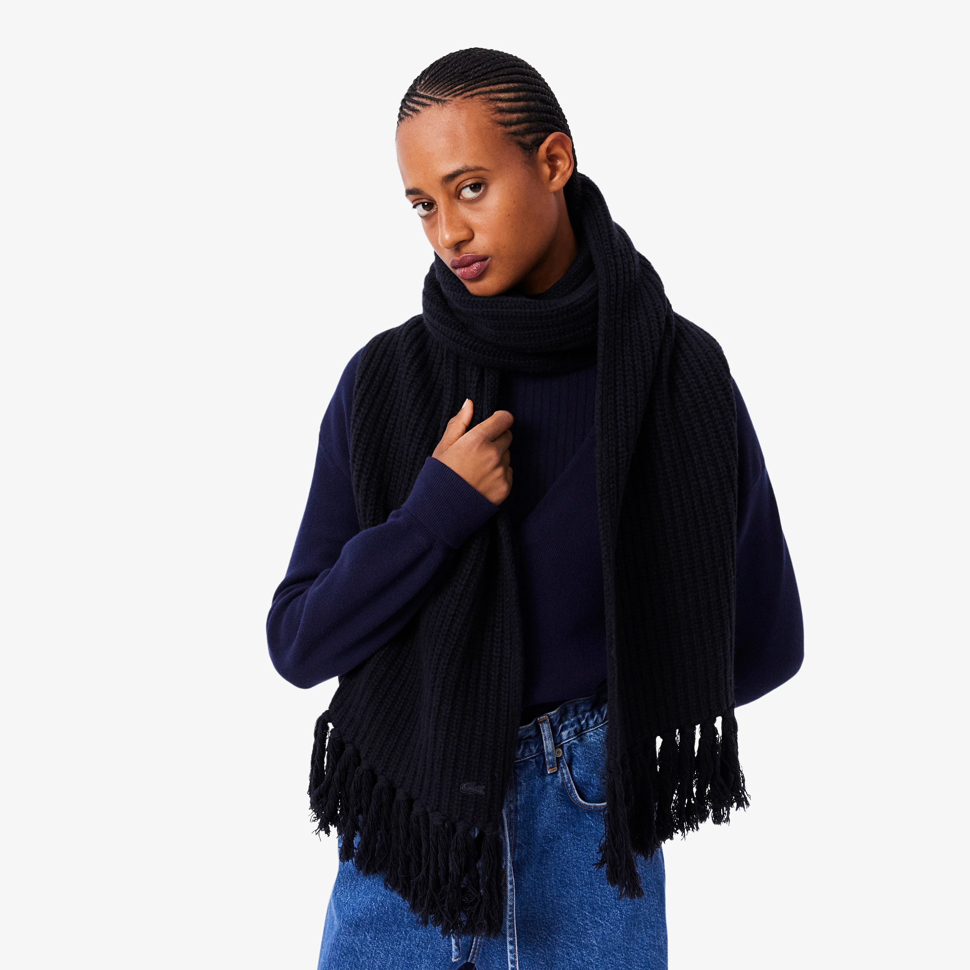Women's Fringed Wool Scarf