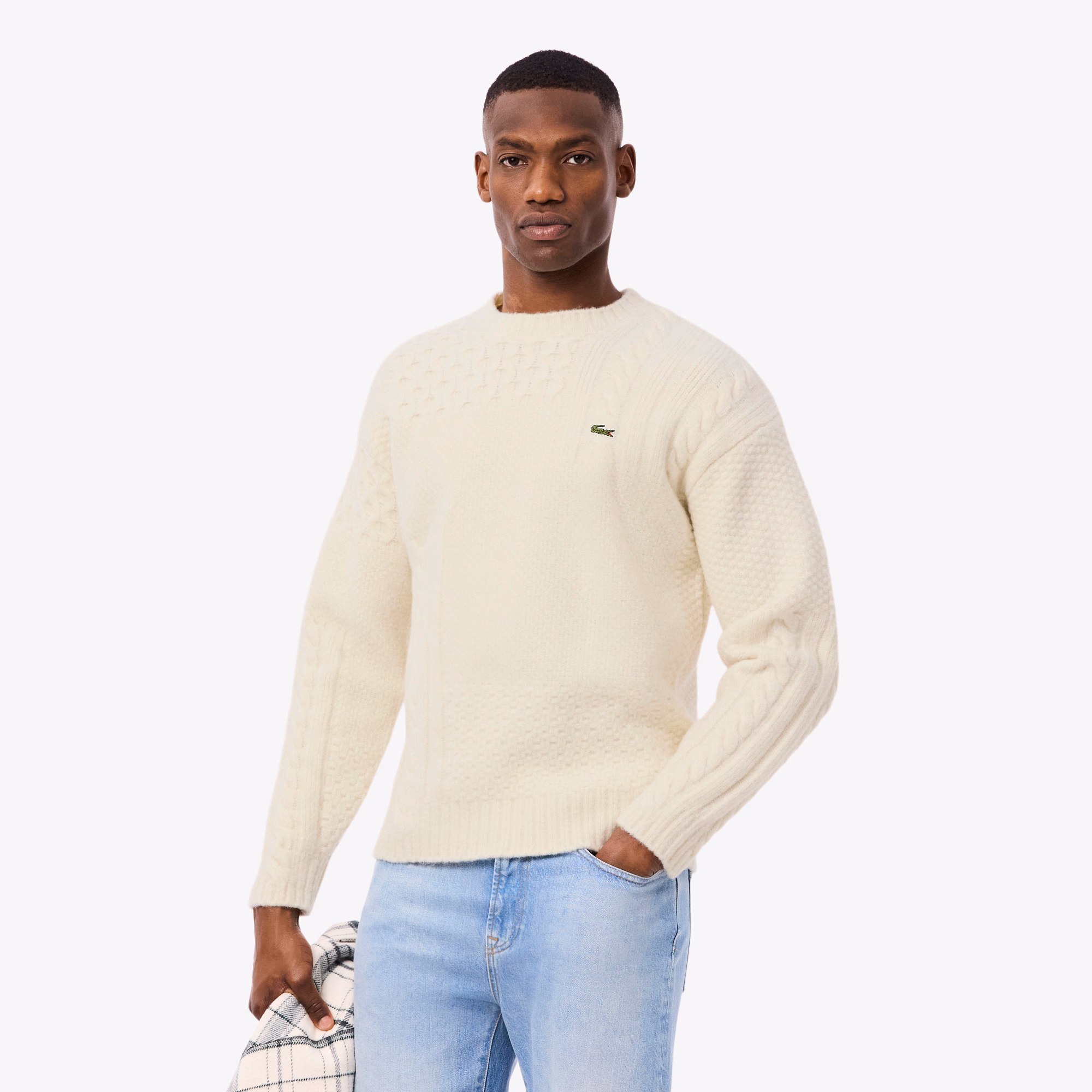 Men's Relaxed Fit Patchwork Effect Wool Sweater