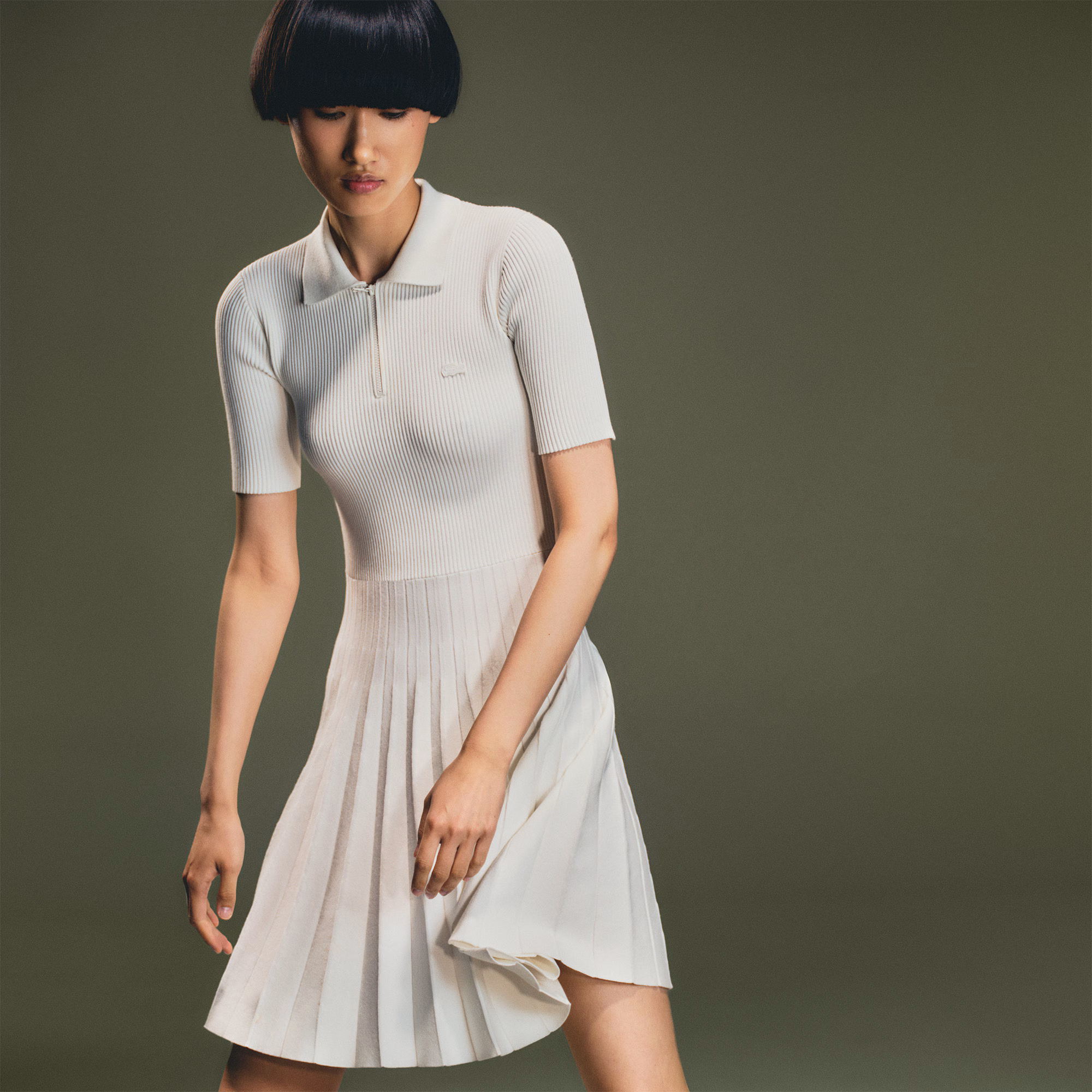 Women's Pleated Polo Collar Dress