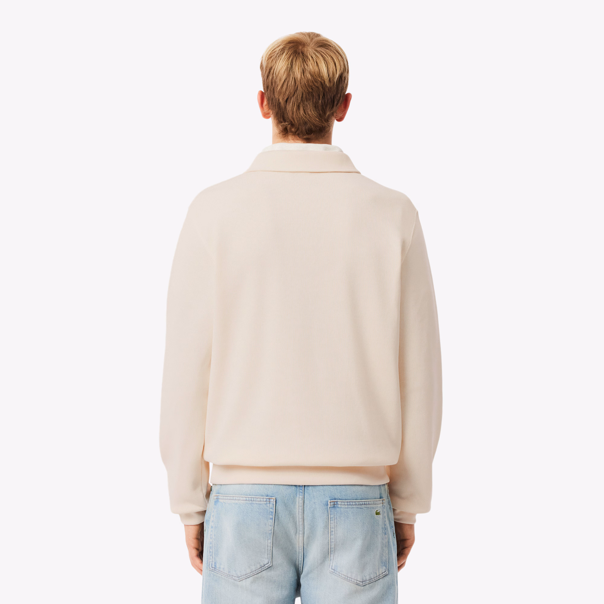 Men's Ribbed Cotton Polo Collar Sweatshirt