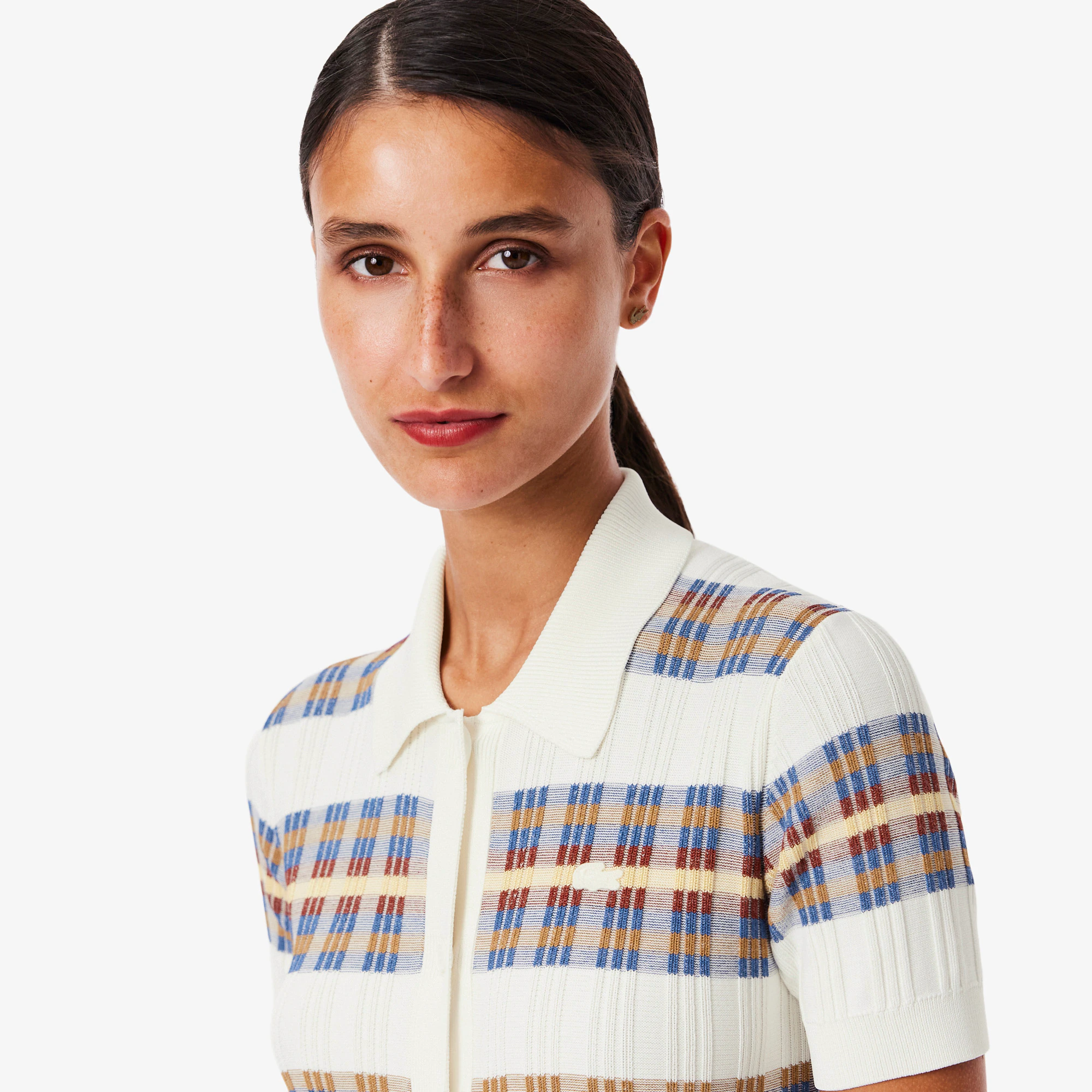 Women's Ribbed Knit Polo Collar Dress