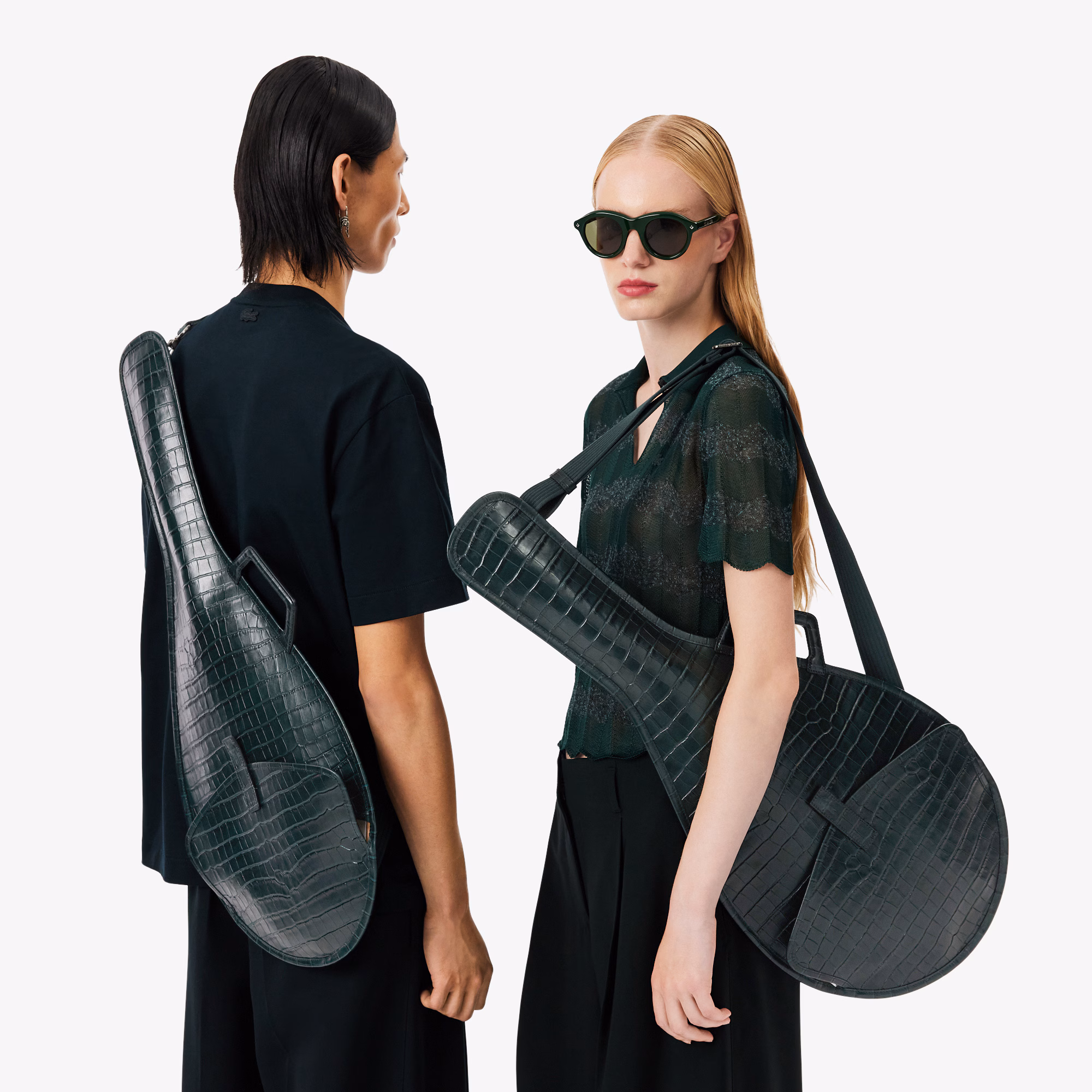 Runway Mock Croc Leather Racket Bag