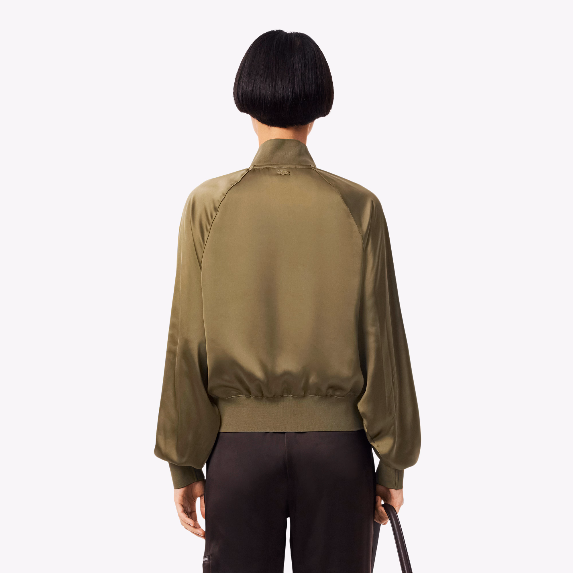 Women's Oversized Embroidered Signature Satin Bomber Jacket