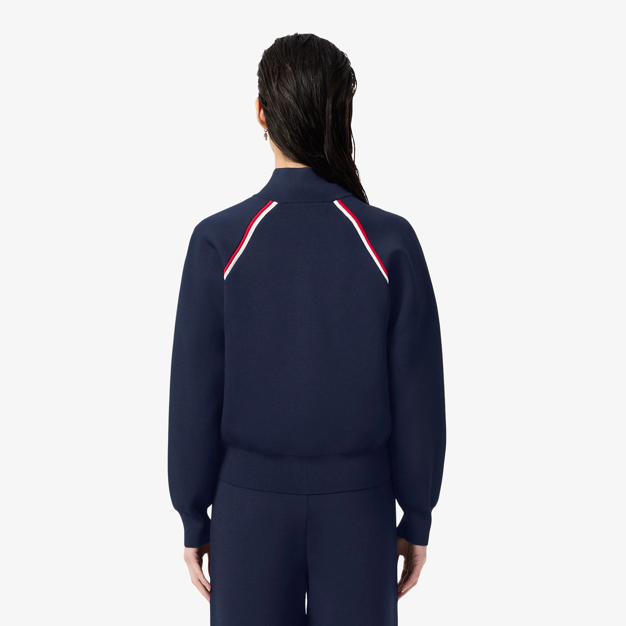 Women's High-Neck Zip Front Double Face Sweater