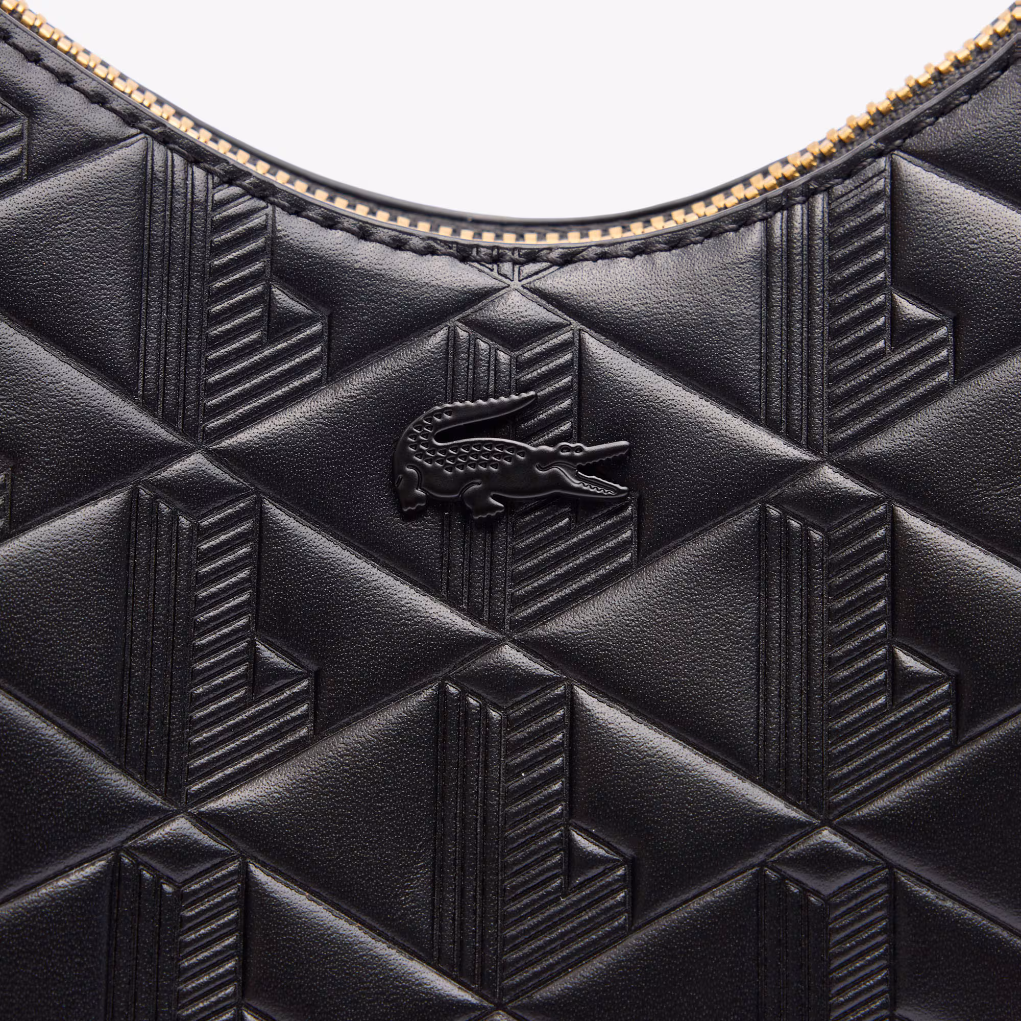 Maheki Embossed Leather Half Moon Bag