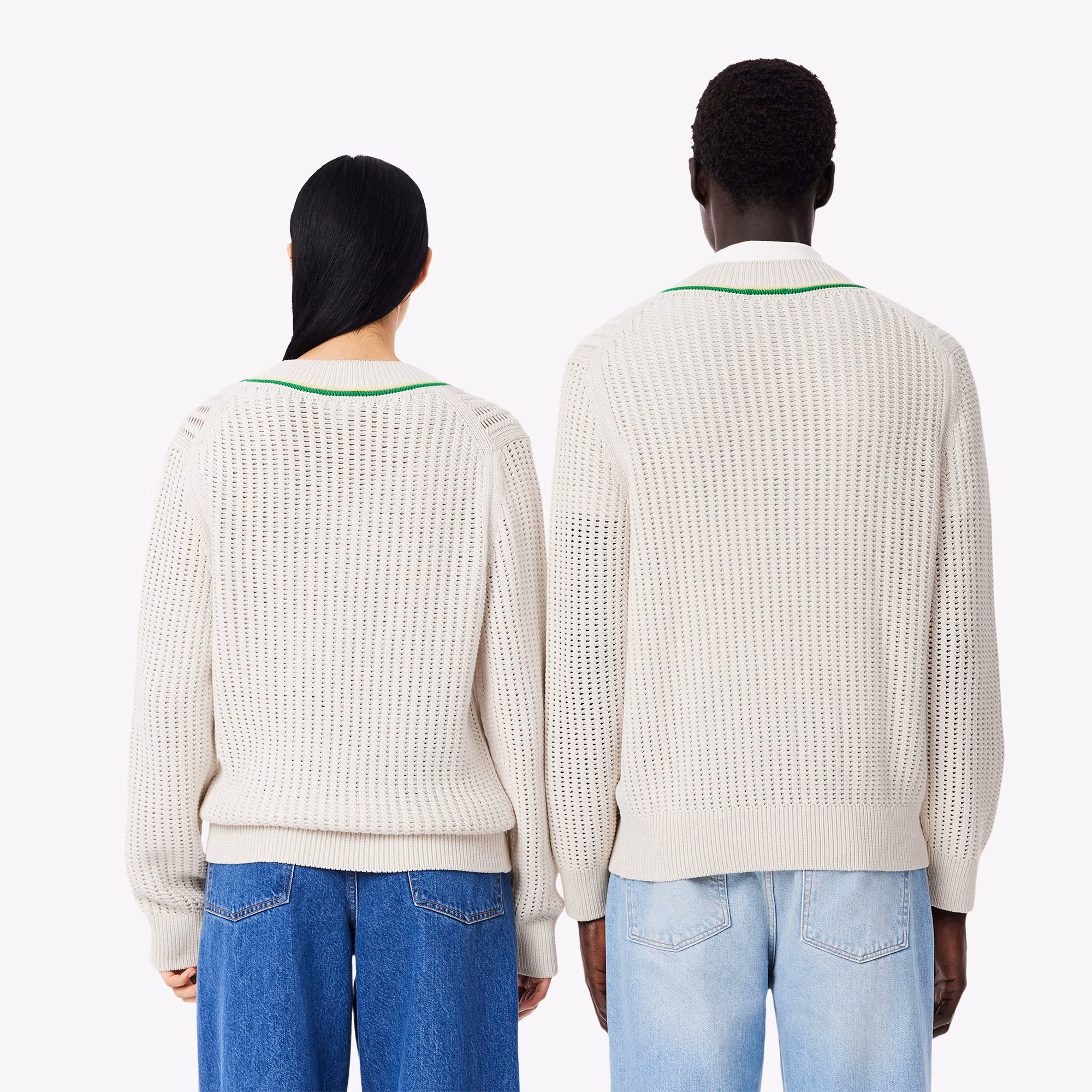 Unisex V-Neck Striped Tennis Sweater