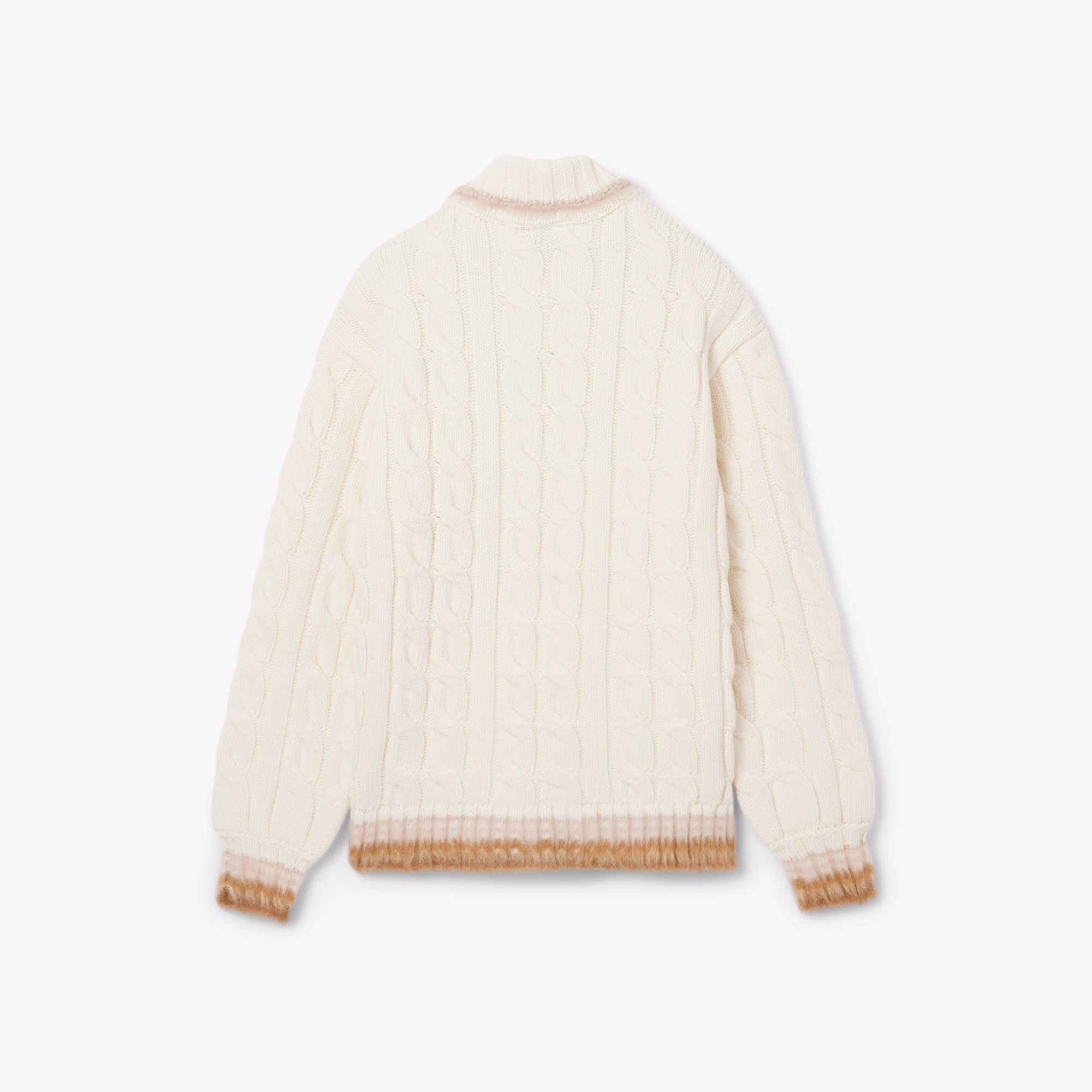 Runway Wool Polo Collar Cable Knit Sweater