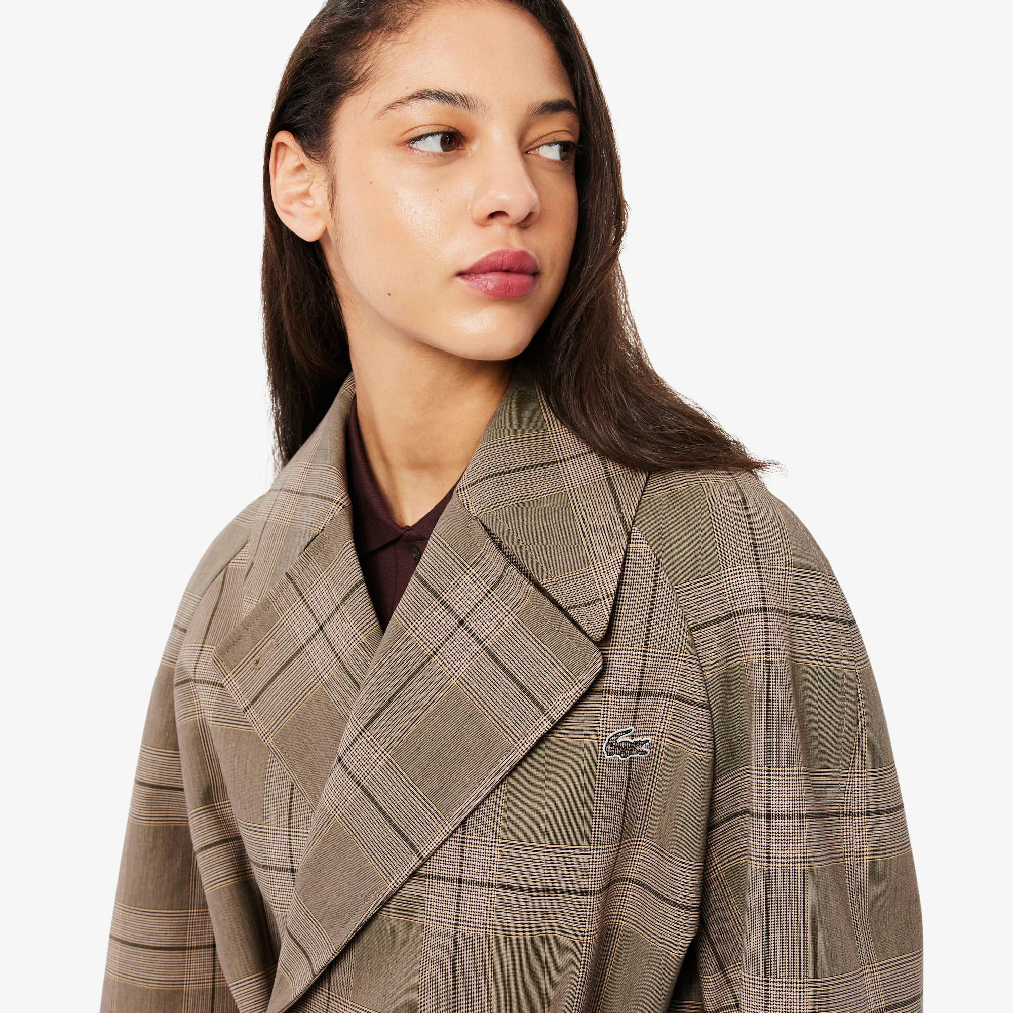 Women's Water-Repellent Plaid Wrap Coat