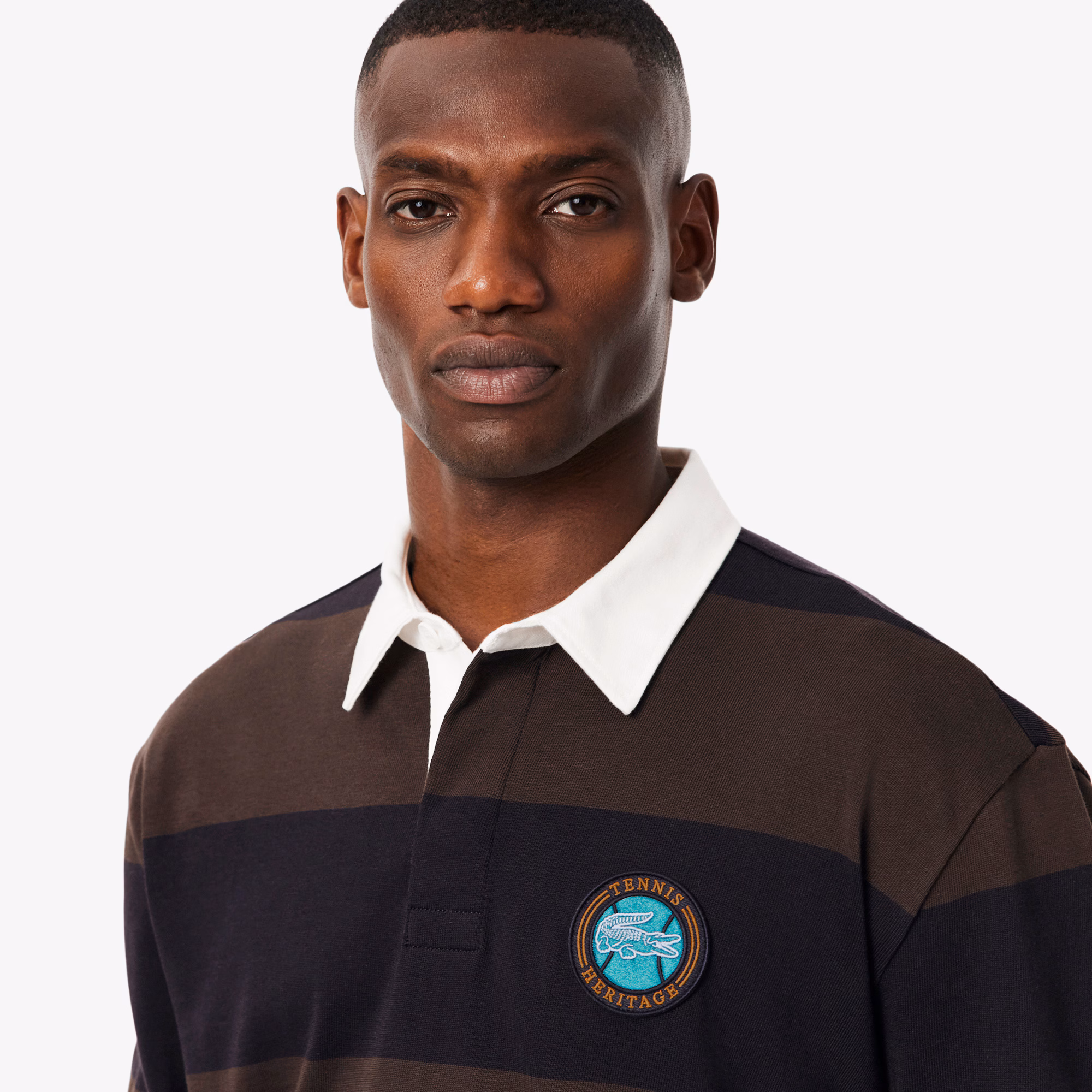 Men's Relaxed Fit Striped Rugby Polo