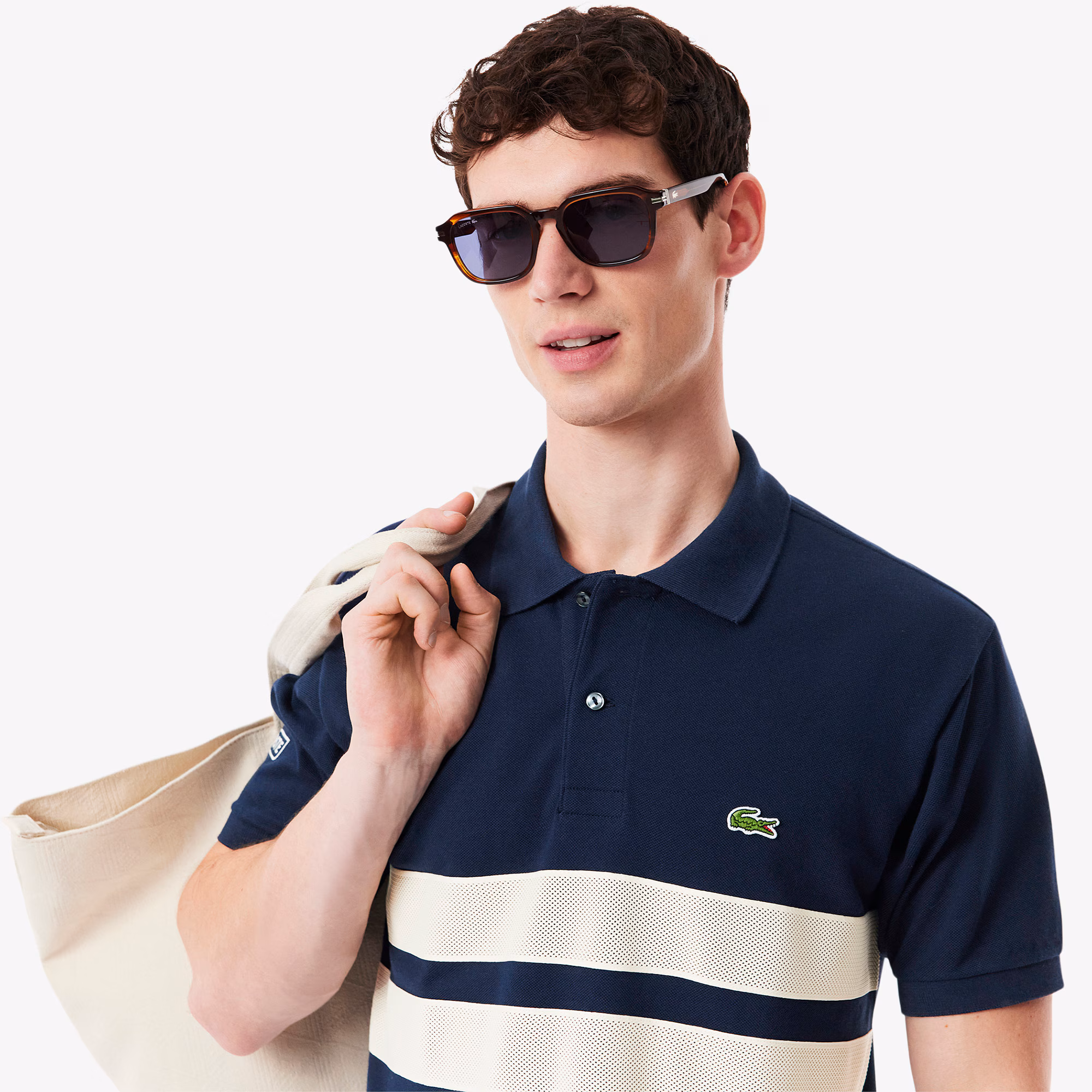 Men's Bold Stripes Classic Fit L.12.12 Polo