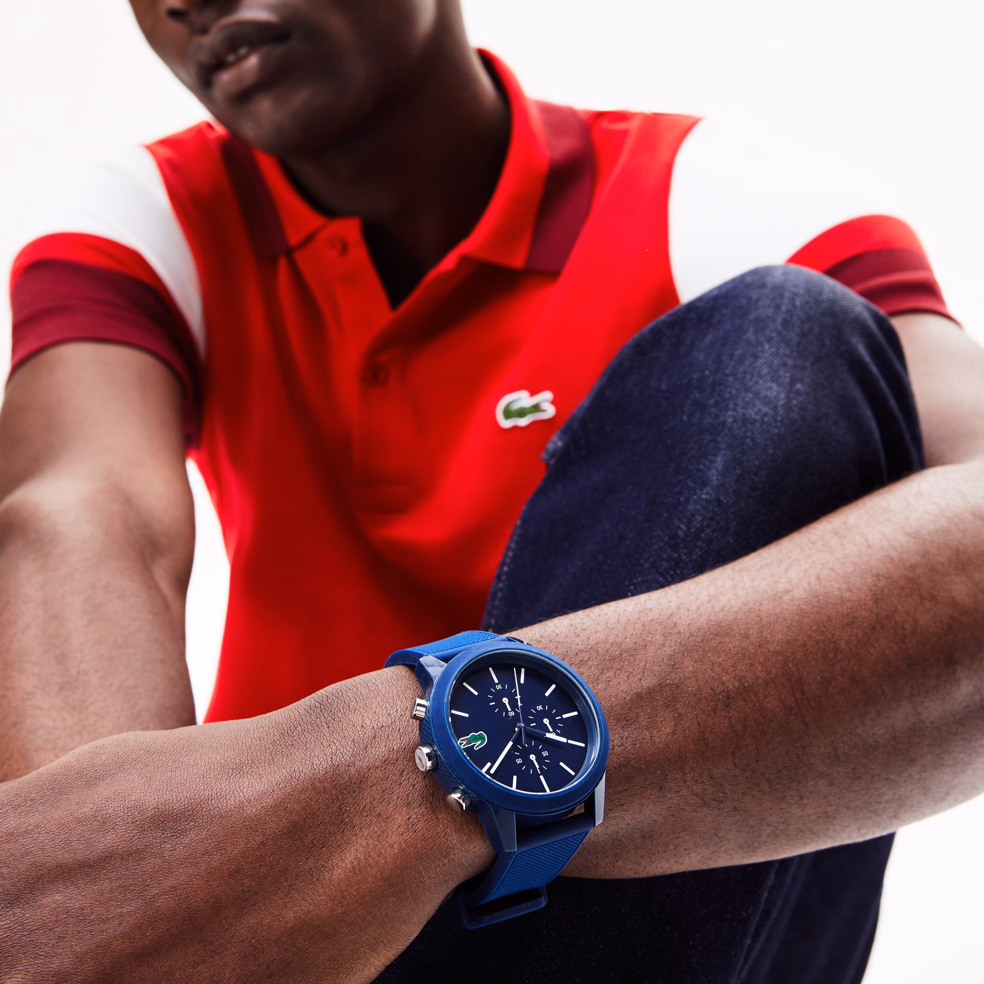 Men's Lacoste.12.12 Chronograph Watch With Blue Silicone Strap