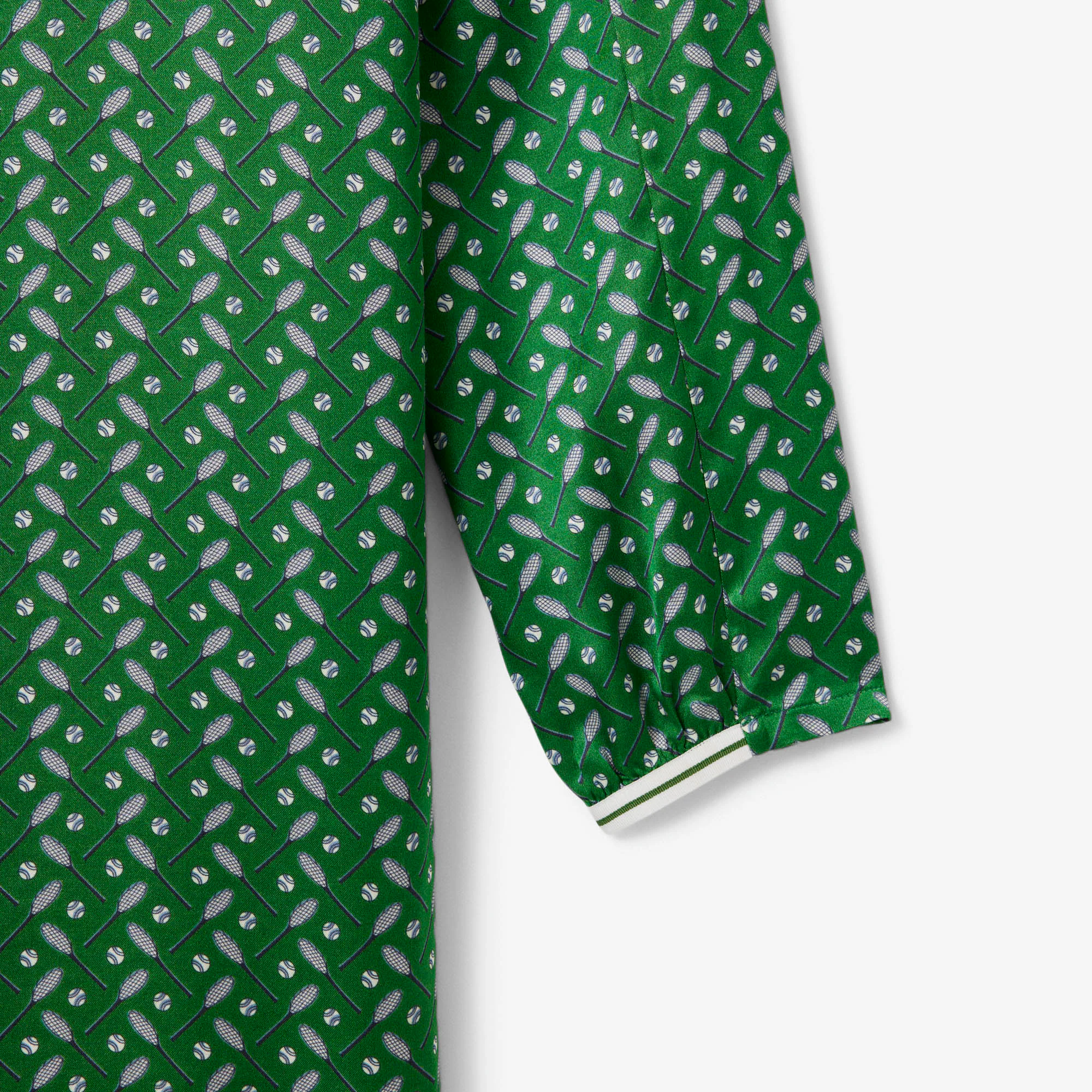 Runway Printed Satin Scarf Neck Dress