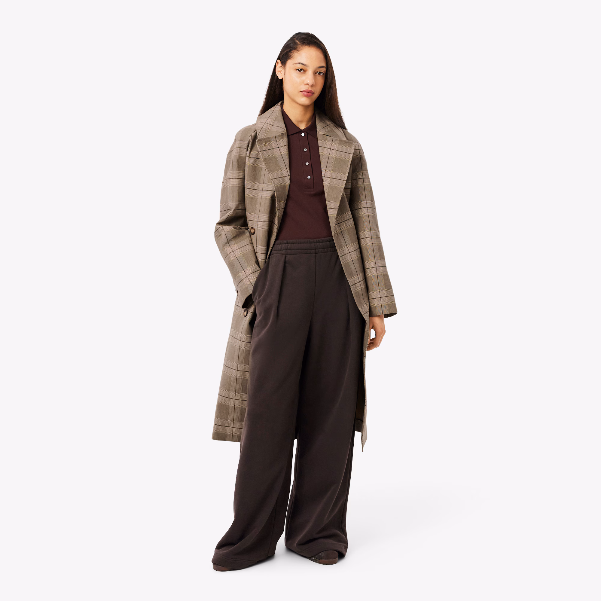 Women's Water-Repellent Plaid Wrap Coat
