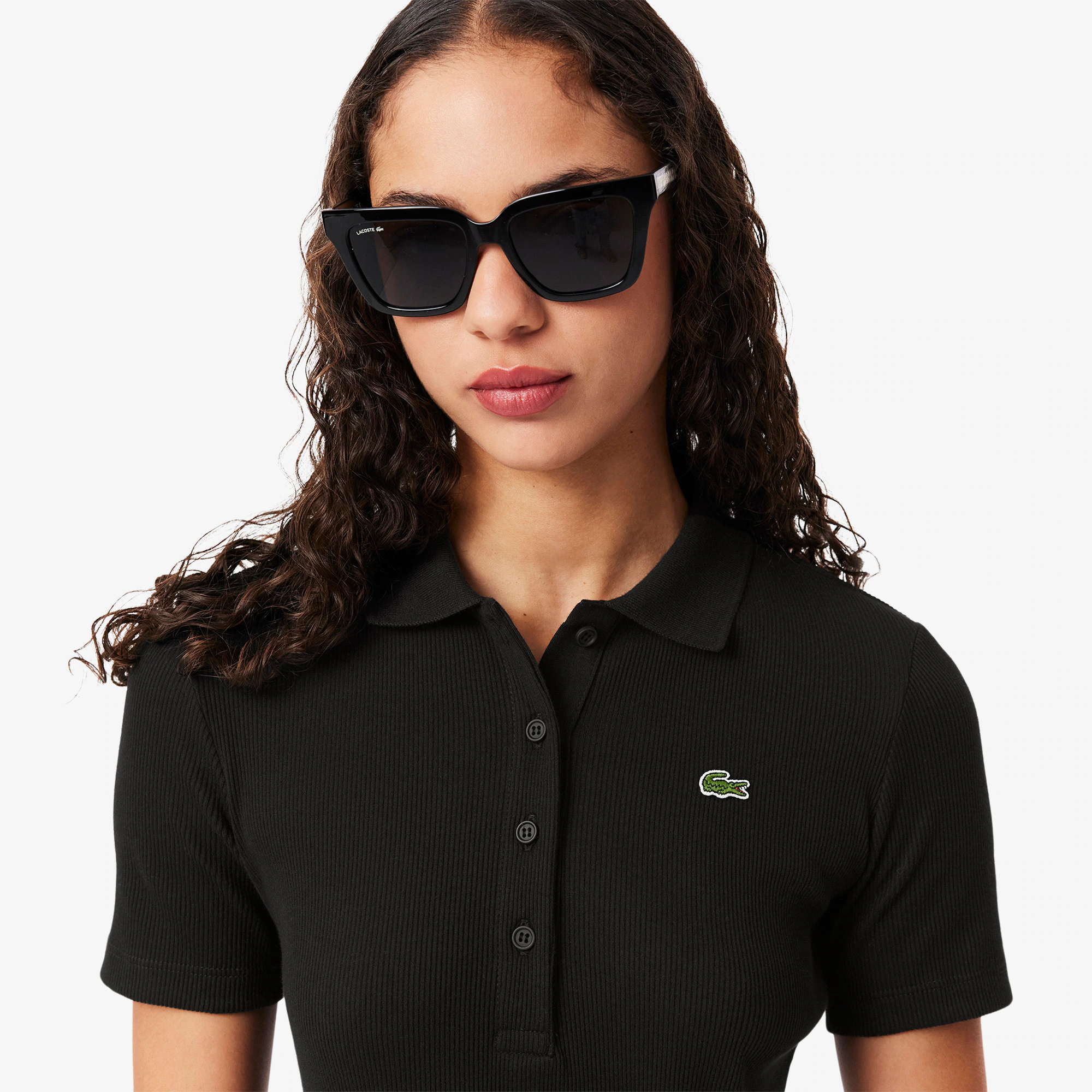 Women's Long Ribbed Cotton Polo Dress