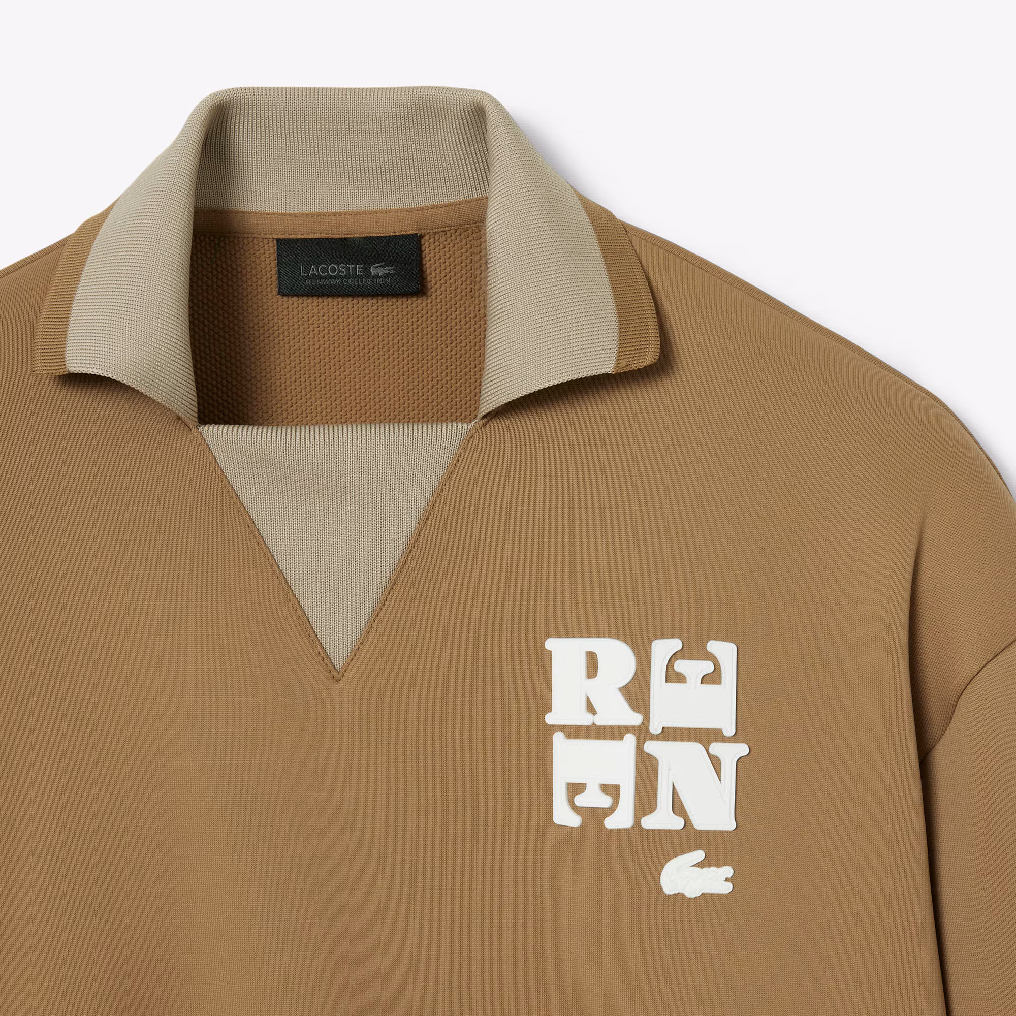 Runway Polo Shirt Collar Badge Accent Sweatshirt