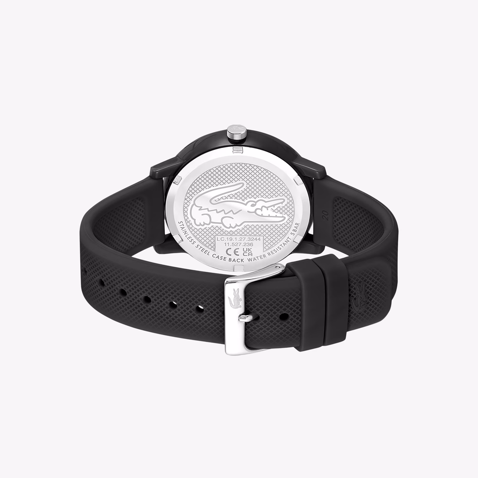 Men’s Lacoste.12.12 Black Silicone Strap Watch