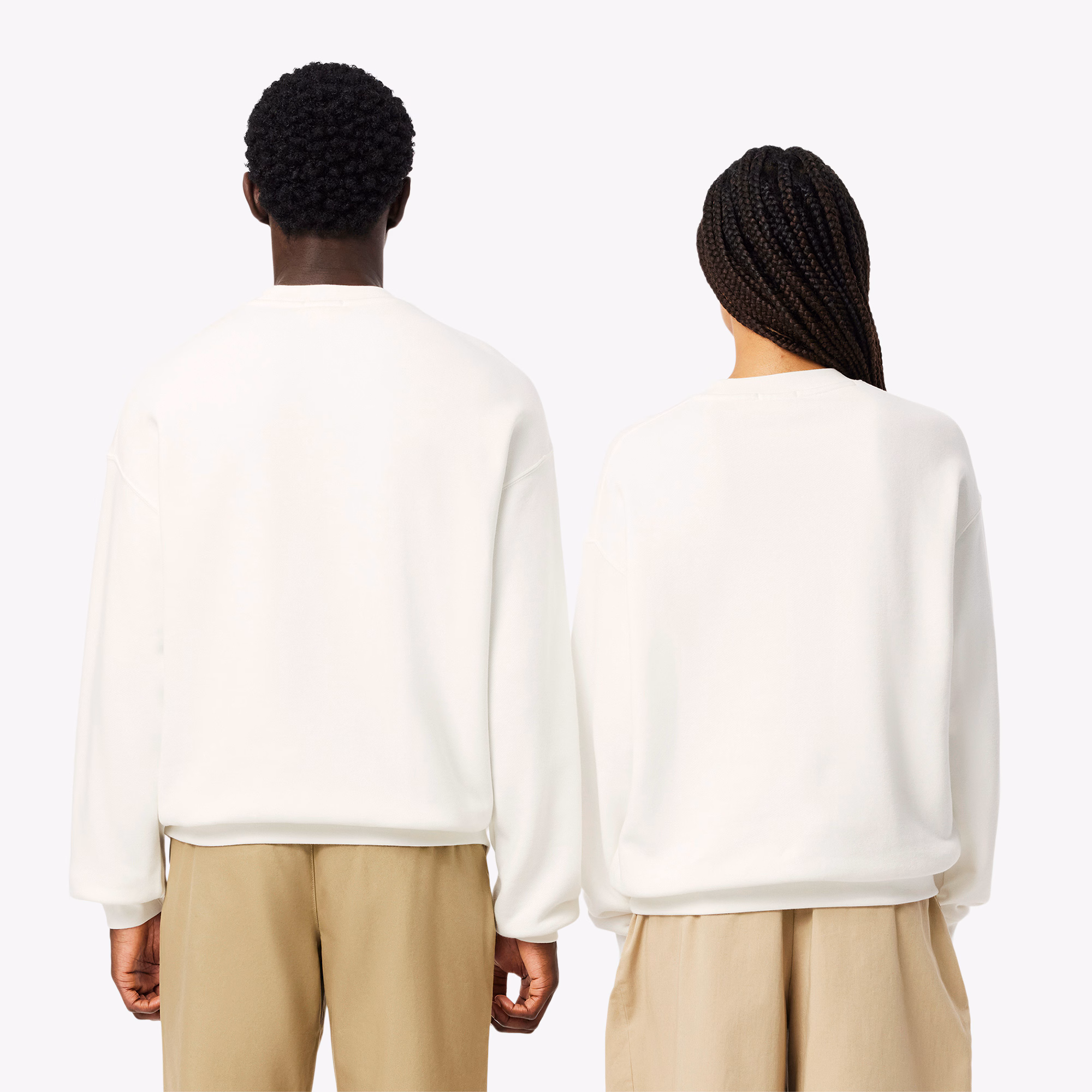 Unisex Loose Fit Badge Accent Fleece Sweatshirt