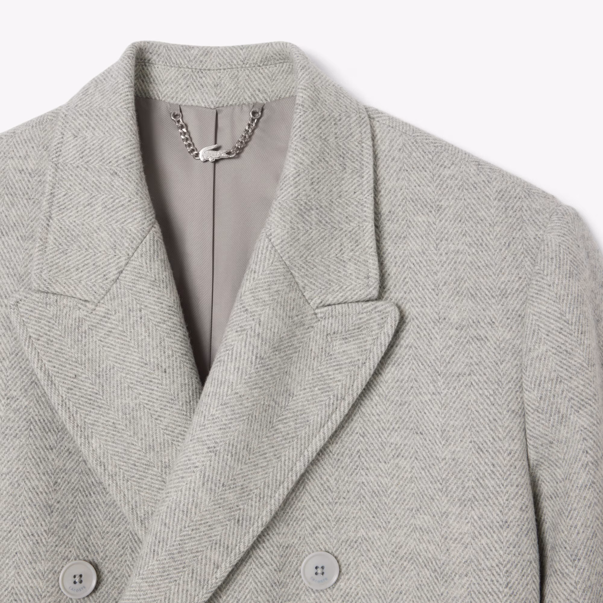 Men's Double-Breasted Chevron Wool Coat