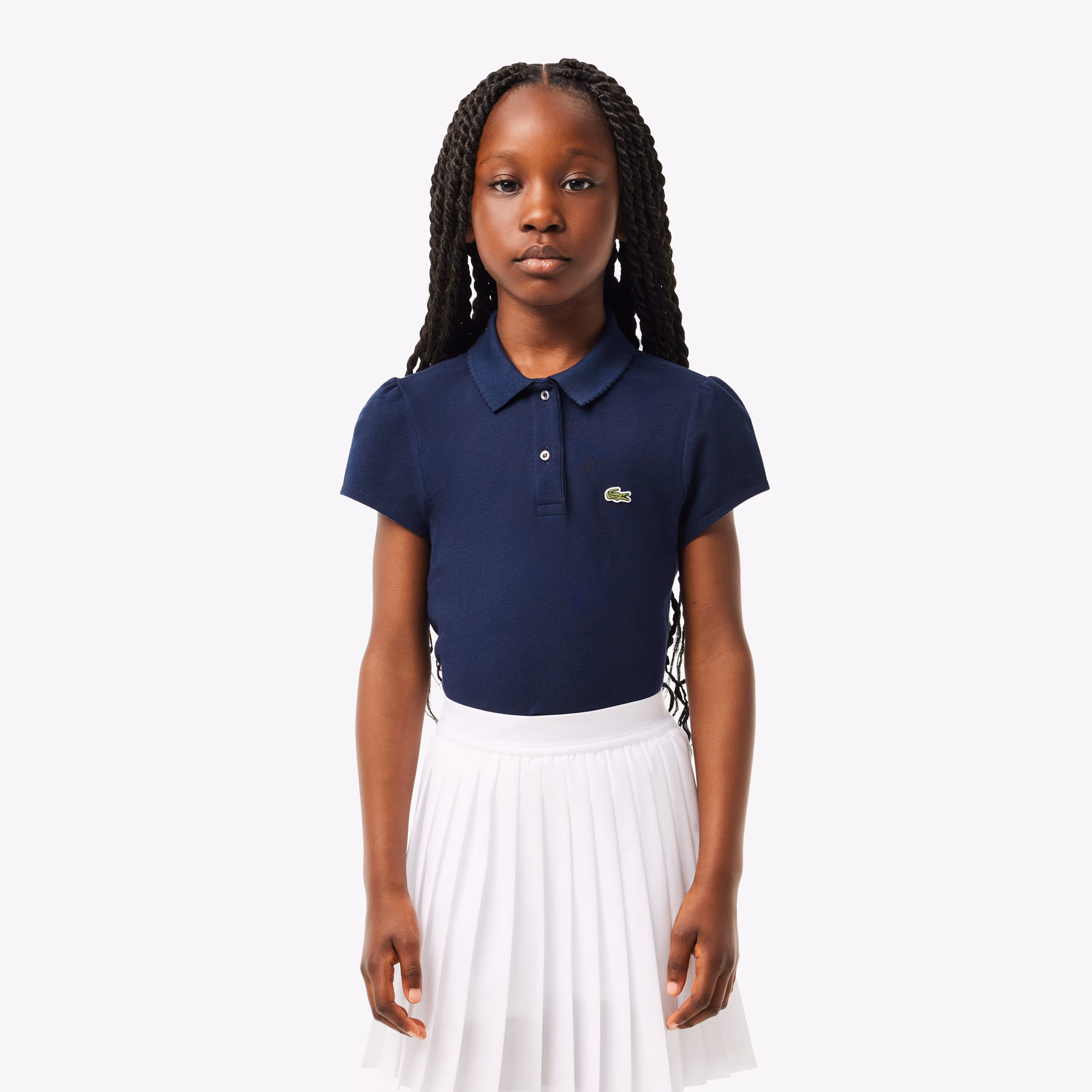 Kids' Scalloped Collar Mini Piqué Polo