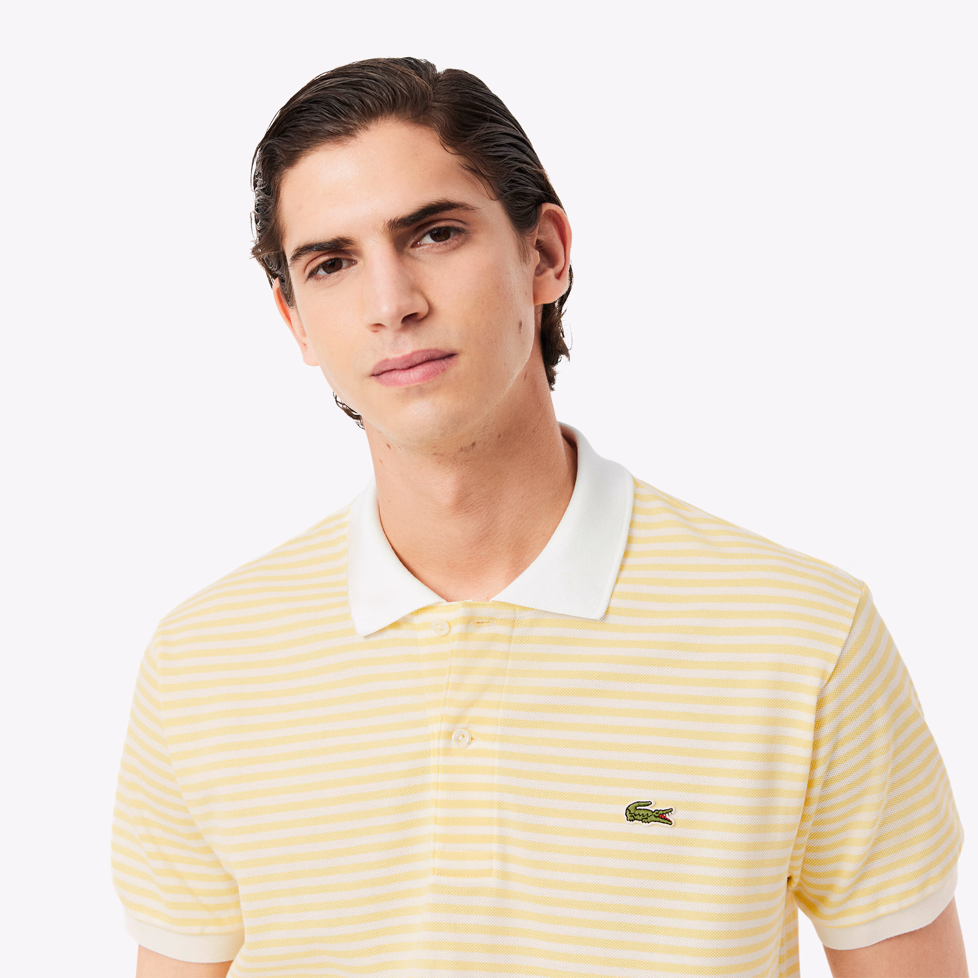 Men's Classic Fit L.12.12 Striped Petit Piqué Polo