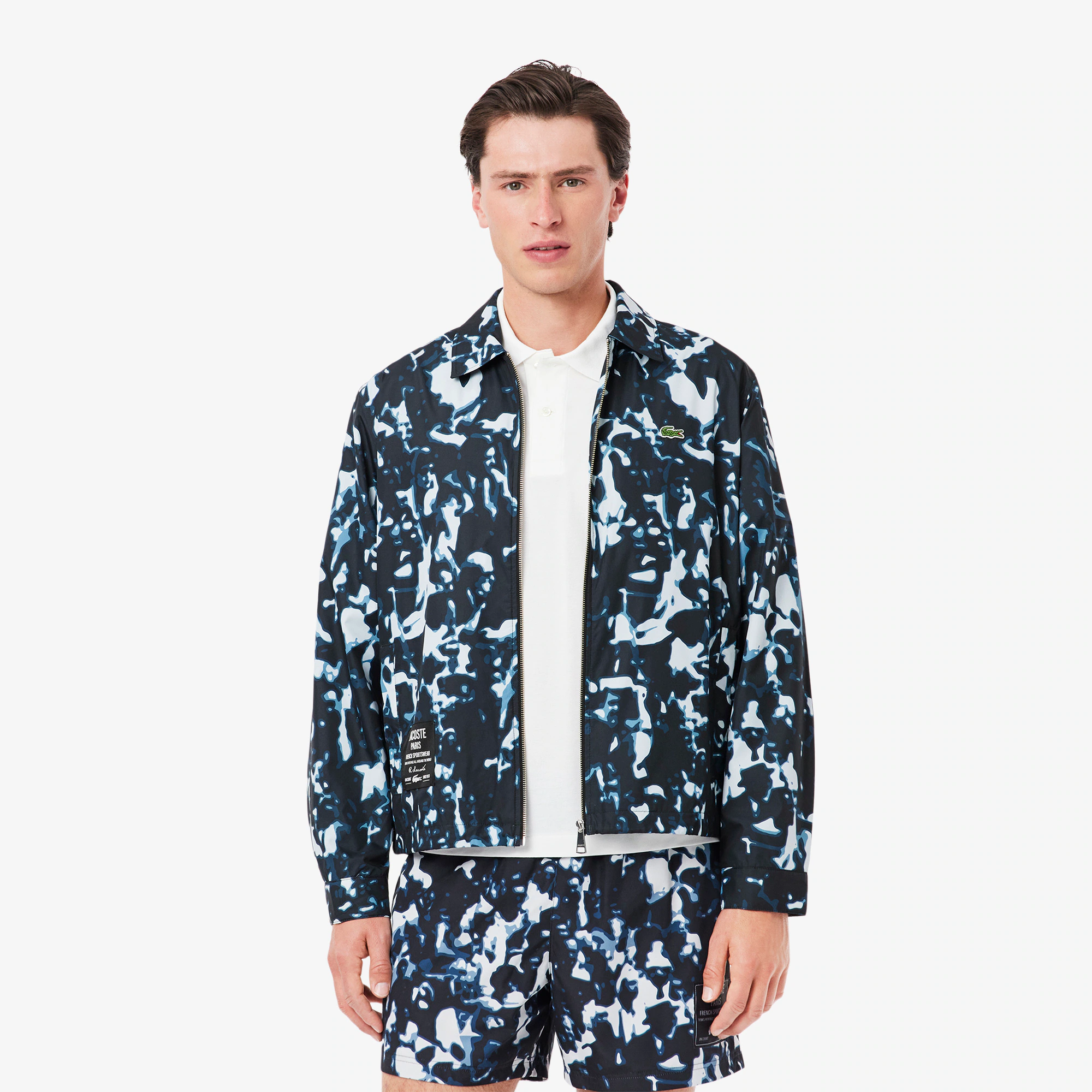 Men's Print Motif Water-Repellent Windbreaker